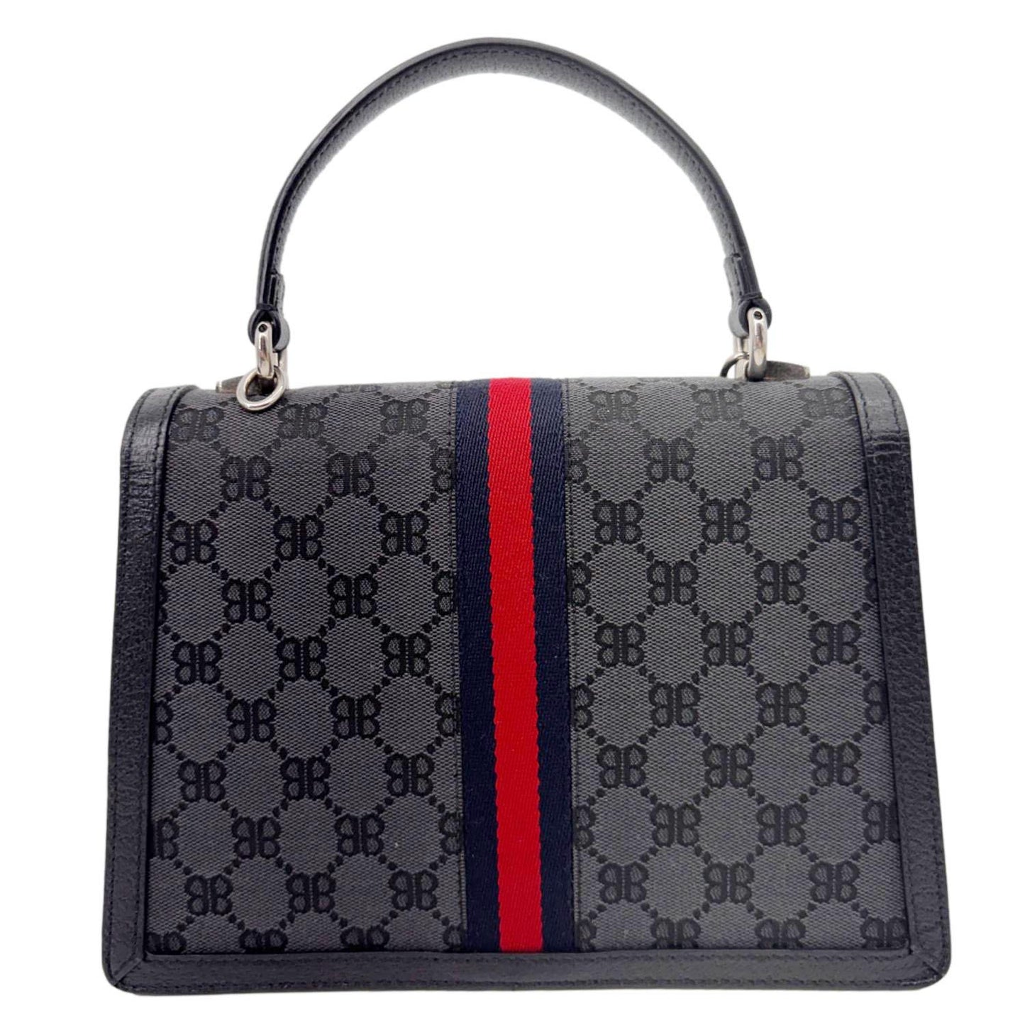 GUCCI X BALENCIAGA The Hacker Project BB Supreme Monogram Canvas Shoulder Bag Grey 680119