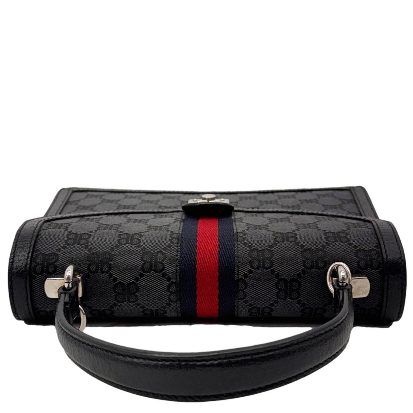 GUCCI X BALENCIAGA The Hacker Project BB Supreme Monogram Canvas Shoulder Bag Grey 680119