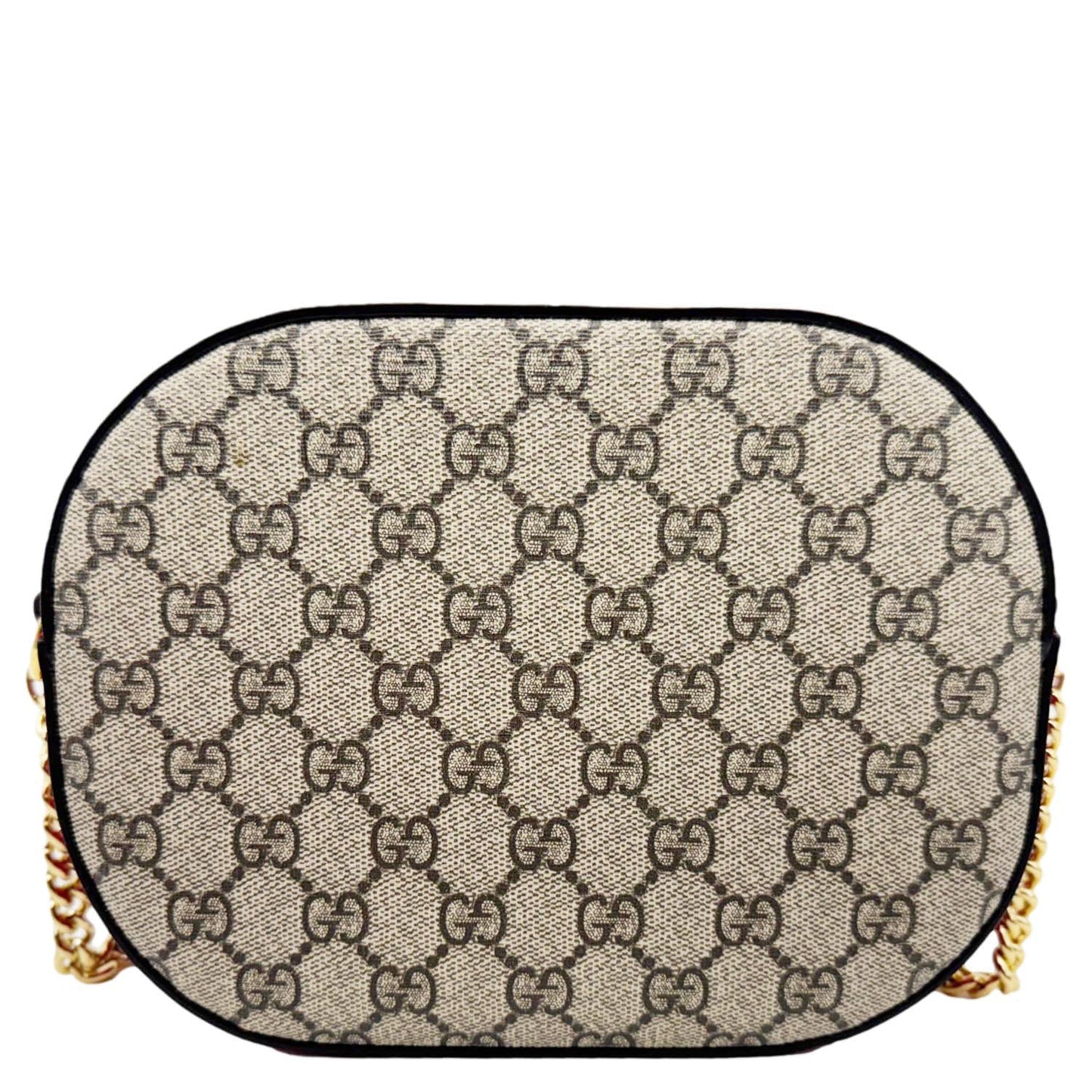 GUCCI Kingsnake Heart Mini GG Supreme Chain Crossbody Bag Red 409535