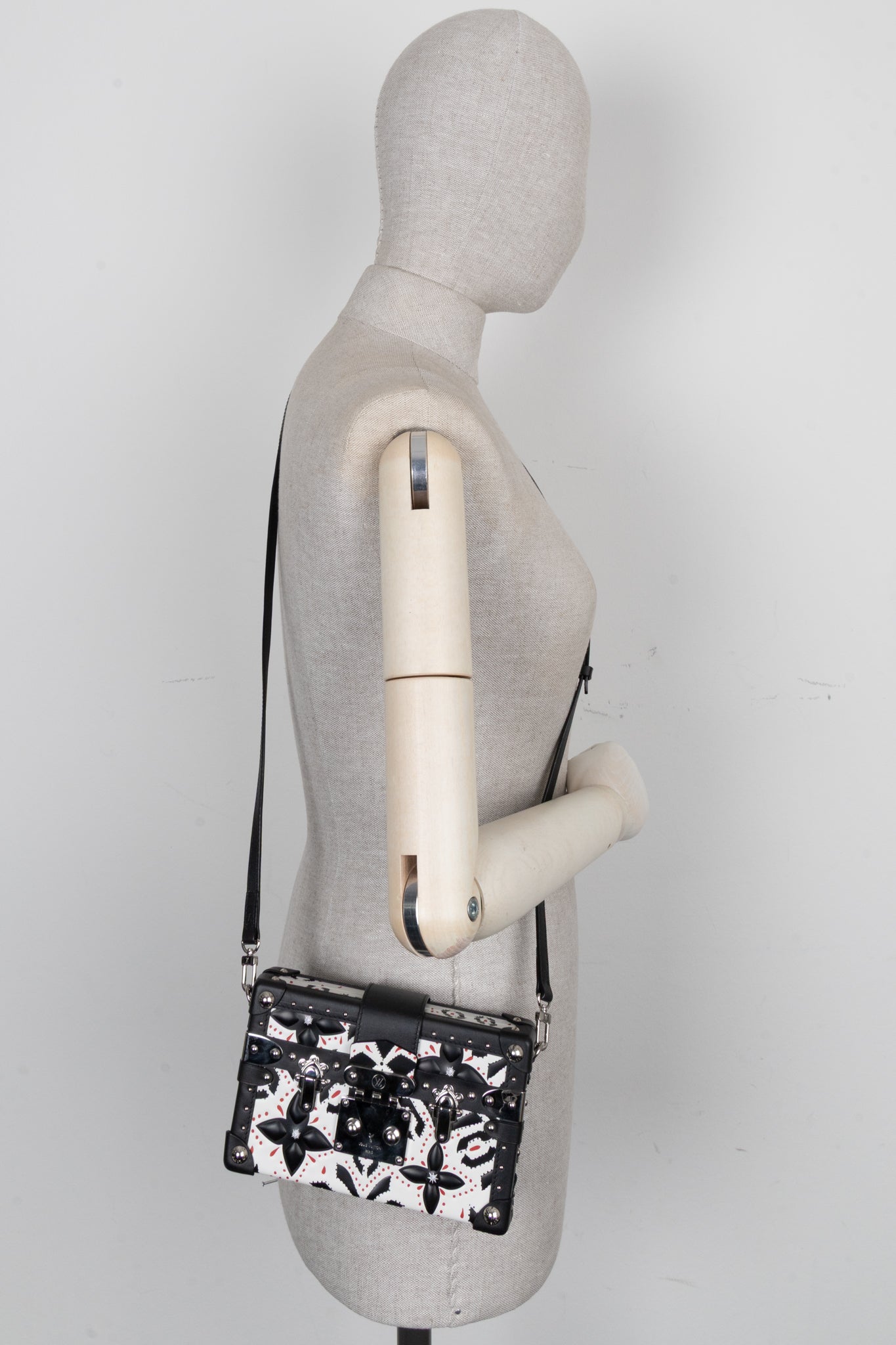LOUIS VUITTON Petite Malle Trunk Crossbody Black White