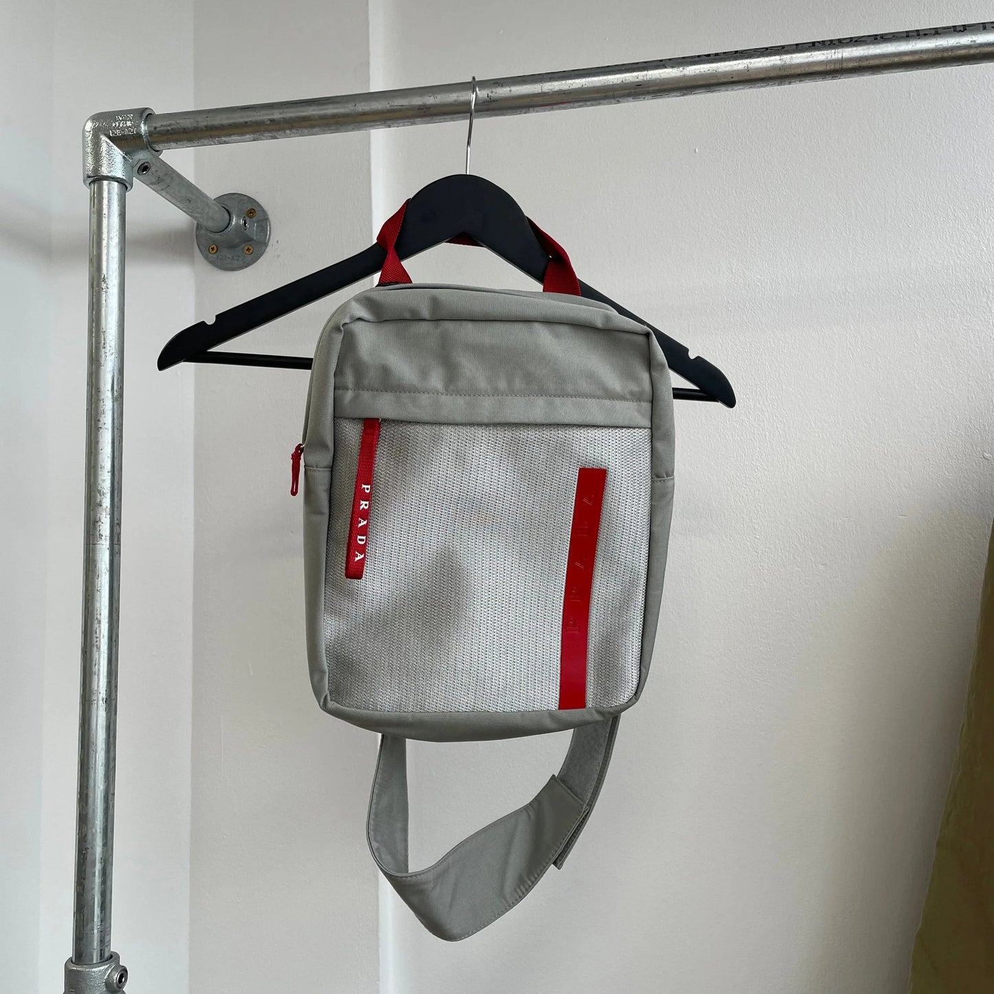 Prada Sport Grey 1999 Nylon Mesh Sling Crossbody Bag
