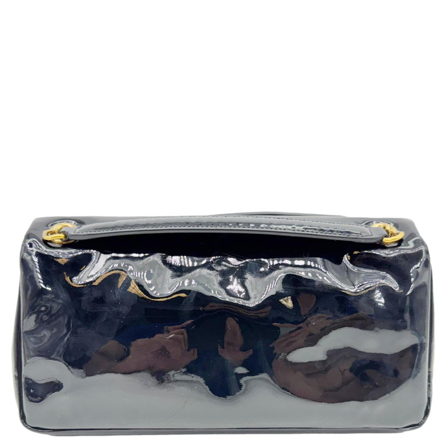 YVES SAINT LAURENT Calypso Patent Leather Shoulder Bag Black