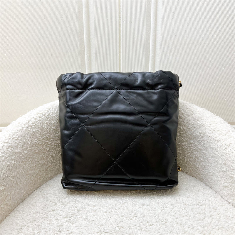 Chanel 22 Mini Hobo Handbag in Black Shiny Calfskin and AGHW (Model: AS3980)