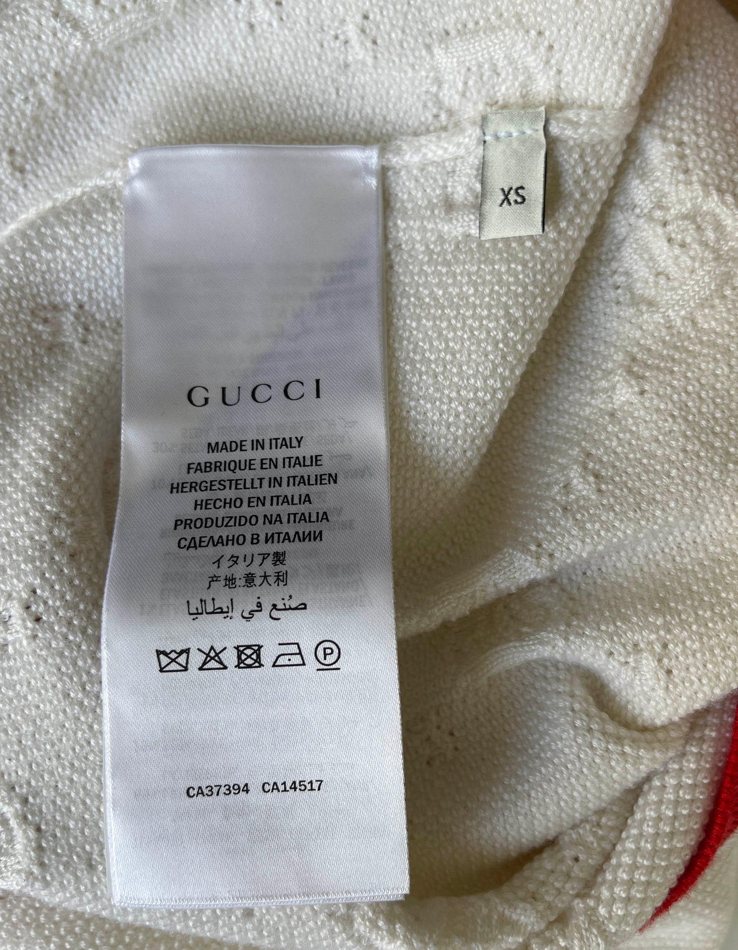 Gucci 2019 White GG Short-Sleeved Wool Blend Sylvie Sweater sz XS
