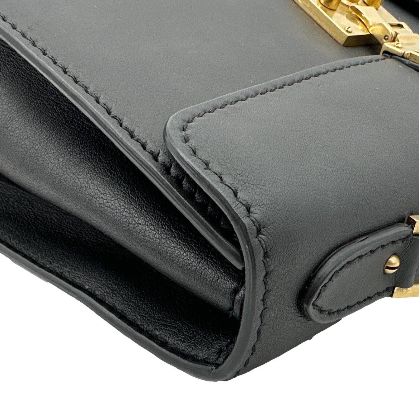 CHRISTIAN DIOR Dior Addict Leather Top Handle Crossbody Bag Black