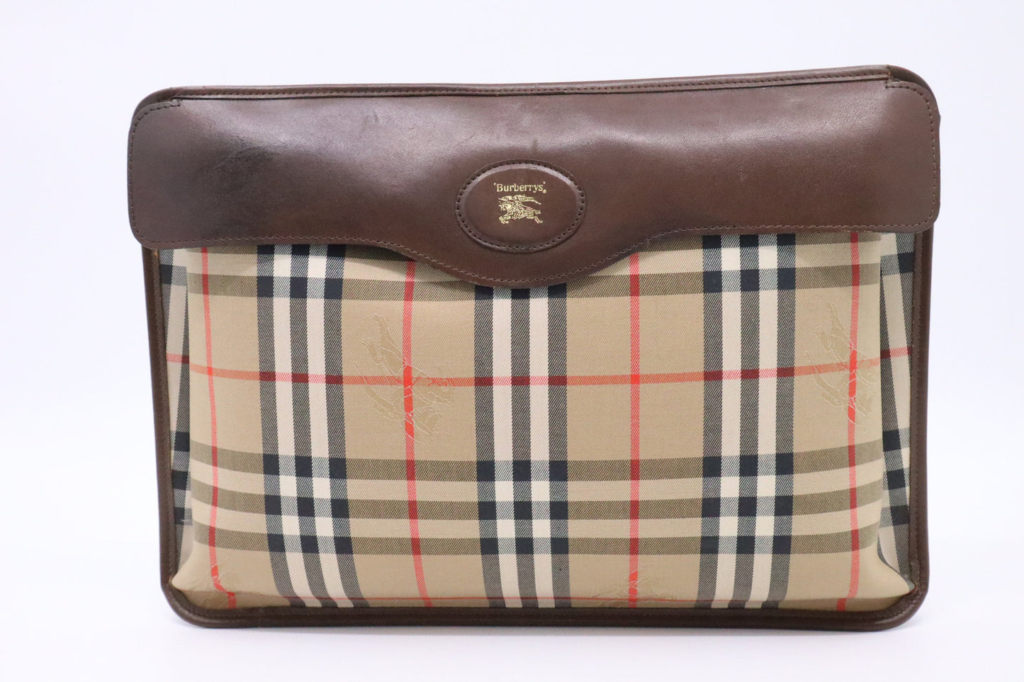 Burberry Clutch in Brown Check Canvas