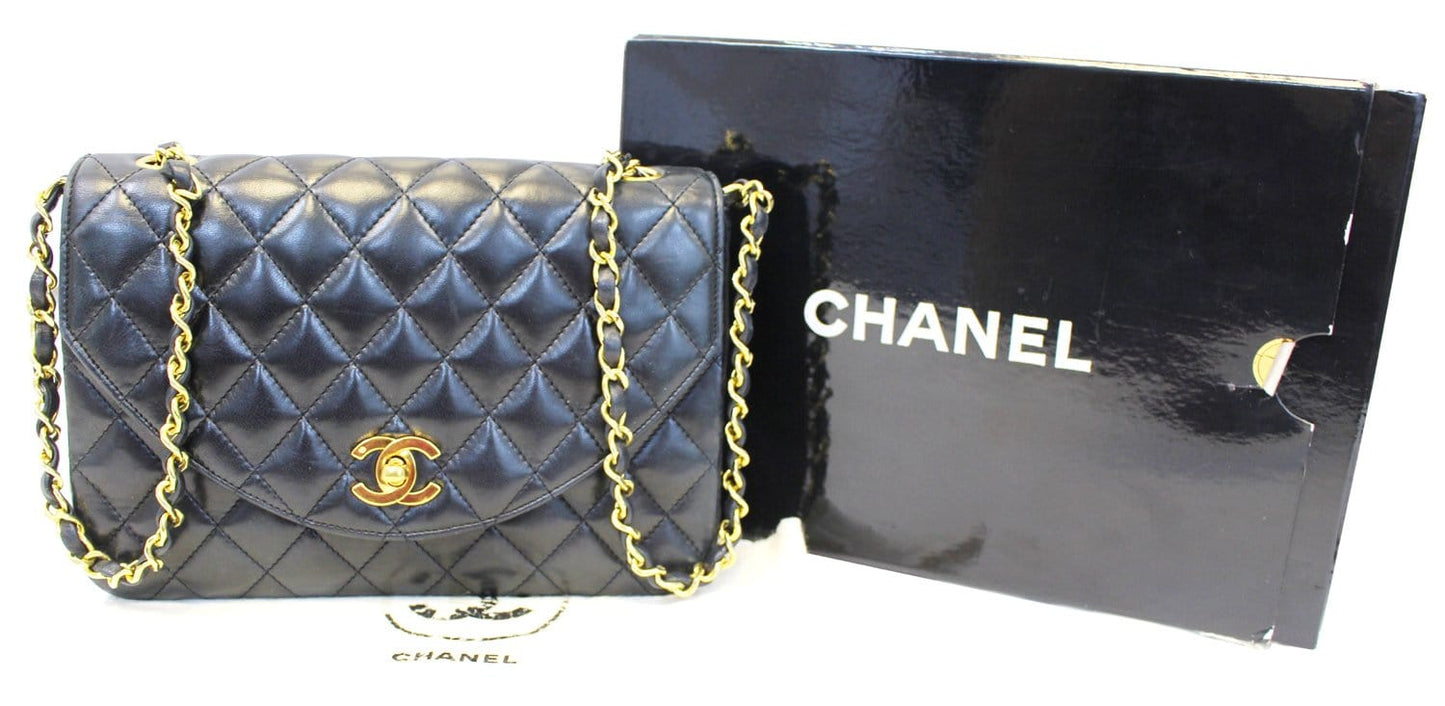 Chanel 9" Black Quilted Leather Shoulder Classic Flap Bag