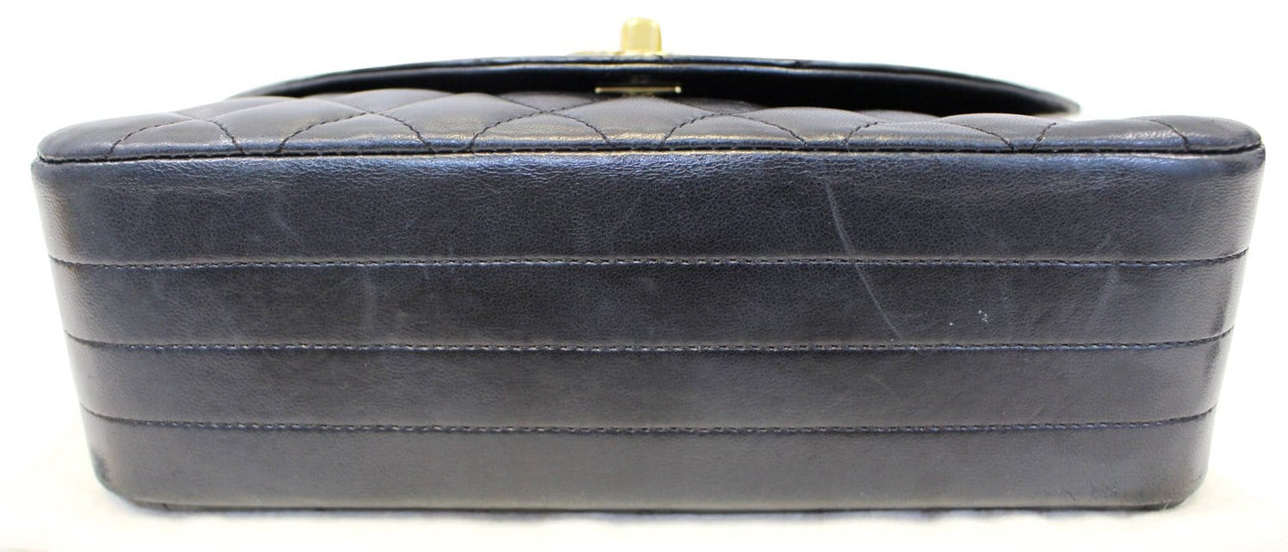 Chanel 9" Black Quilted Leather Shoulder Classic Flap Bag