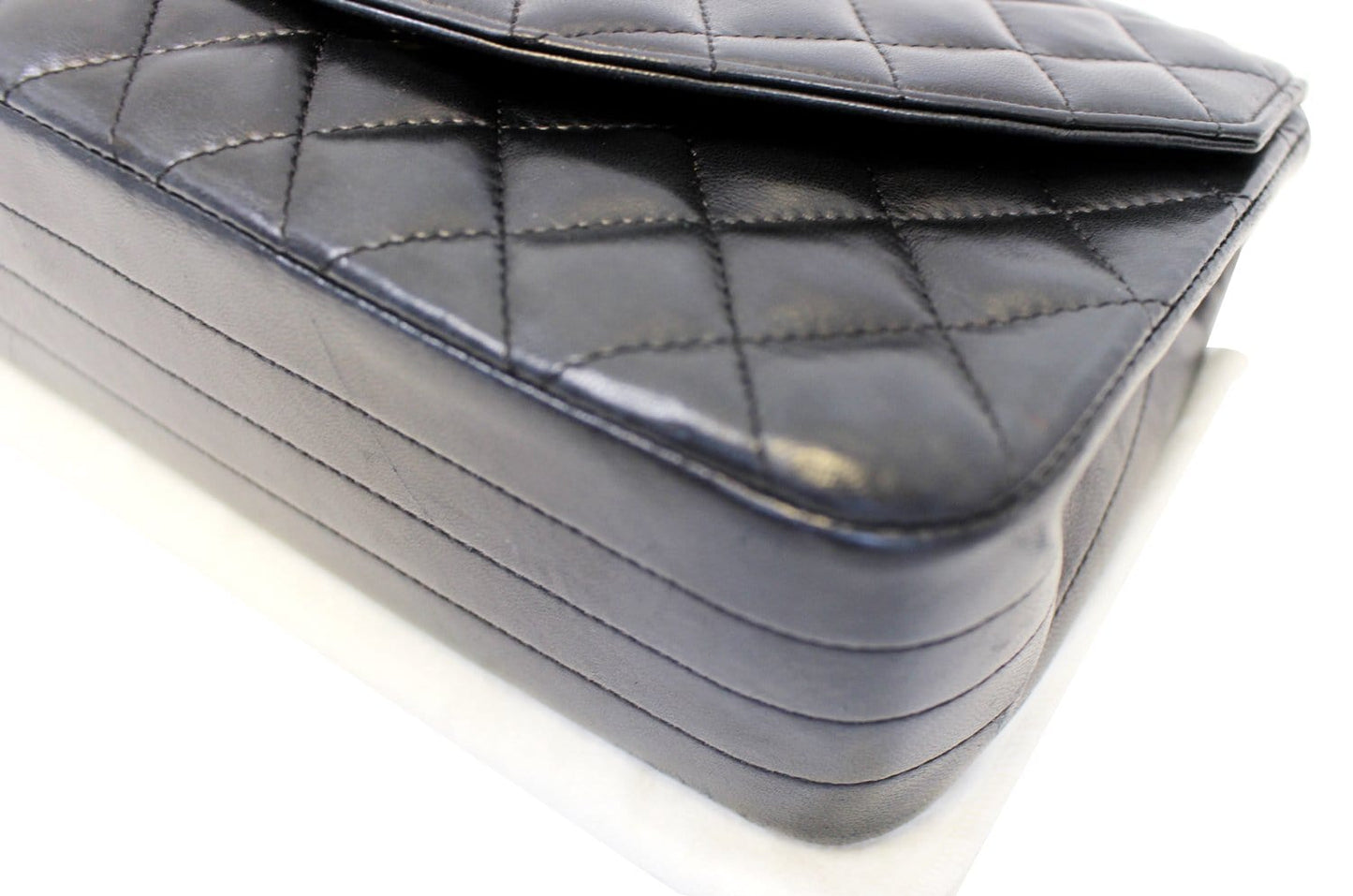 Chanel 9" Black Quilted Leather Shoulder Classic Flap Bag