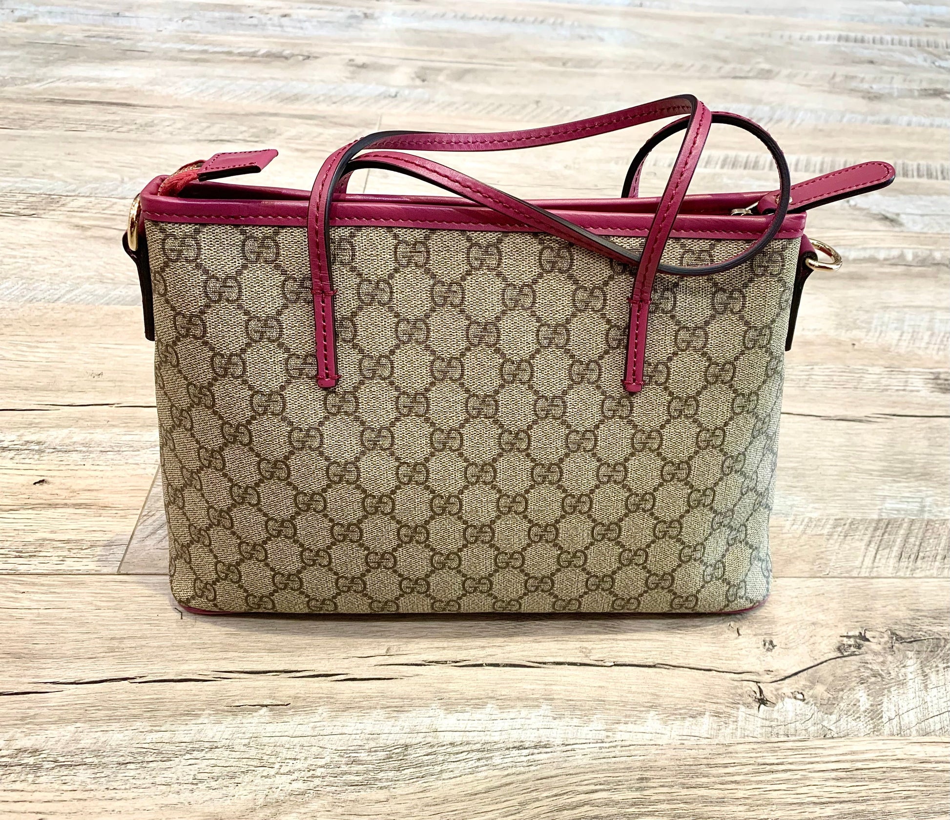 Gucci Caro Leather Canvas Tote