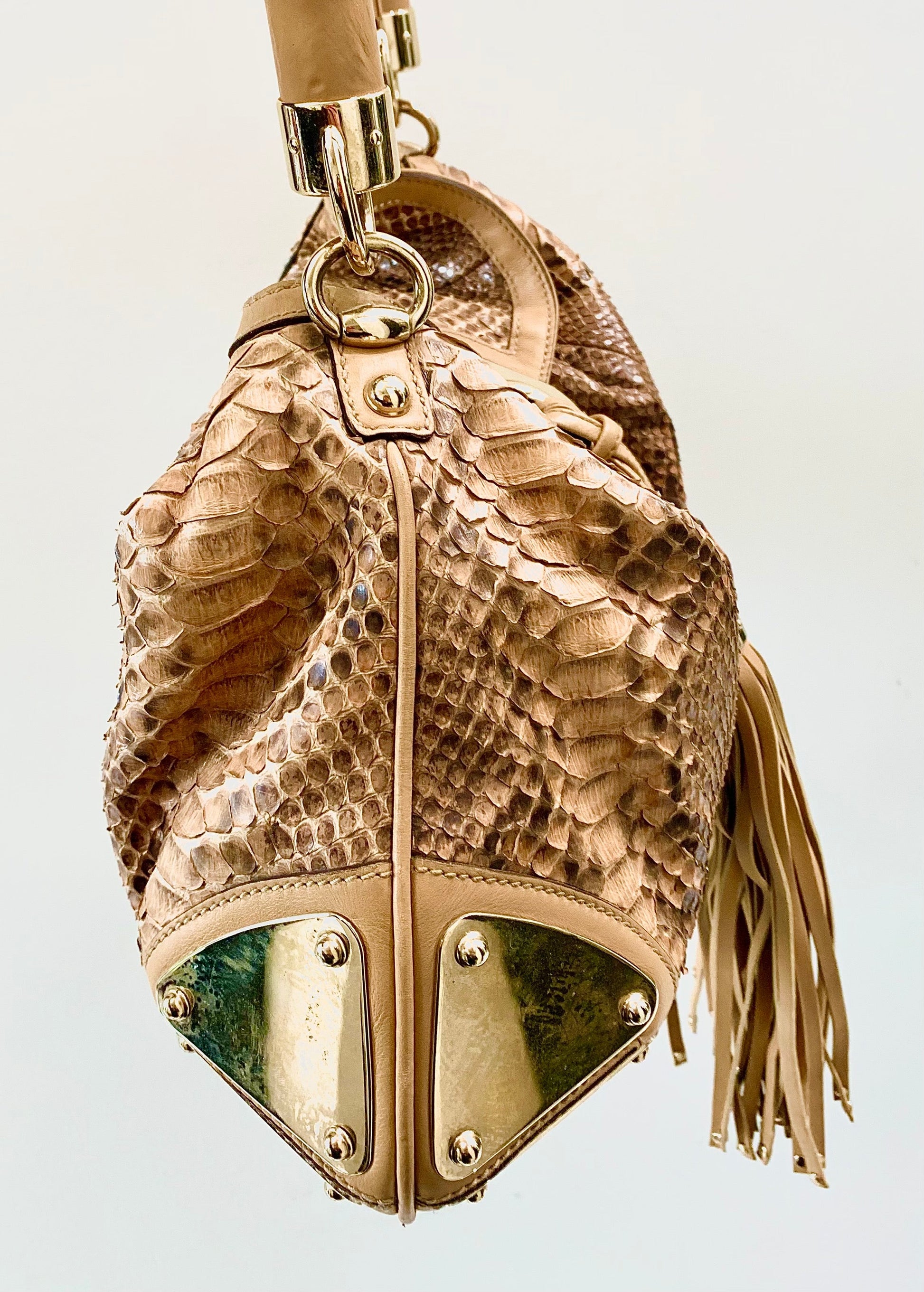 Gucci Caro Leather Canvas Shoulder Bag