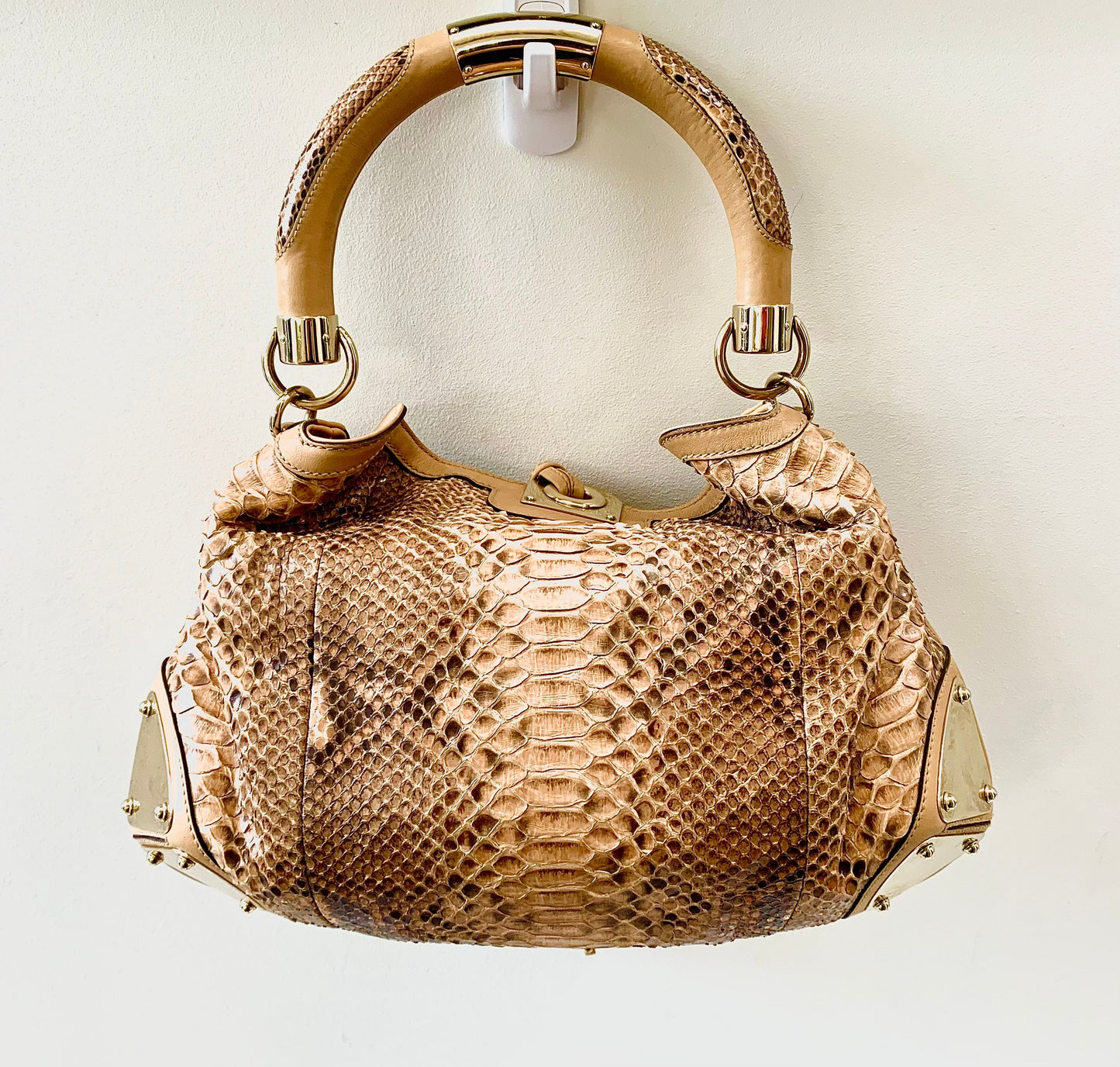 Gucci Caro Leather Canvas Shoulder Bag
