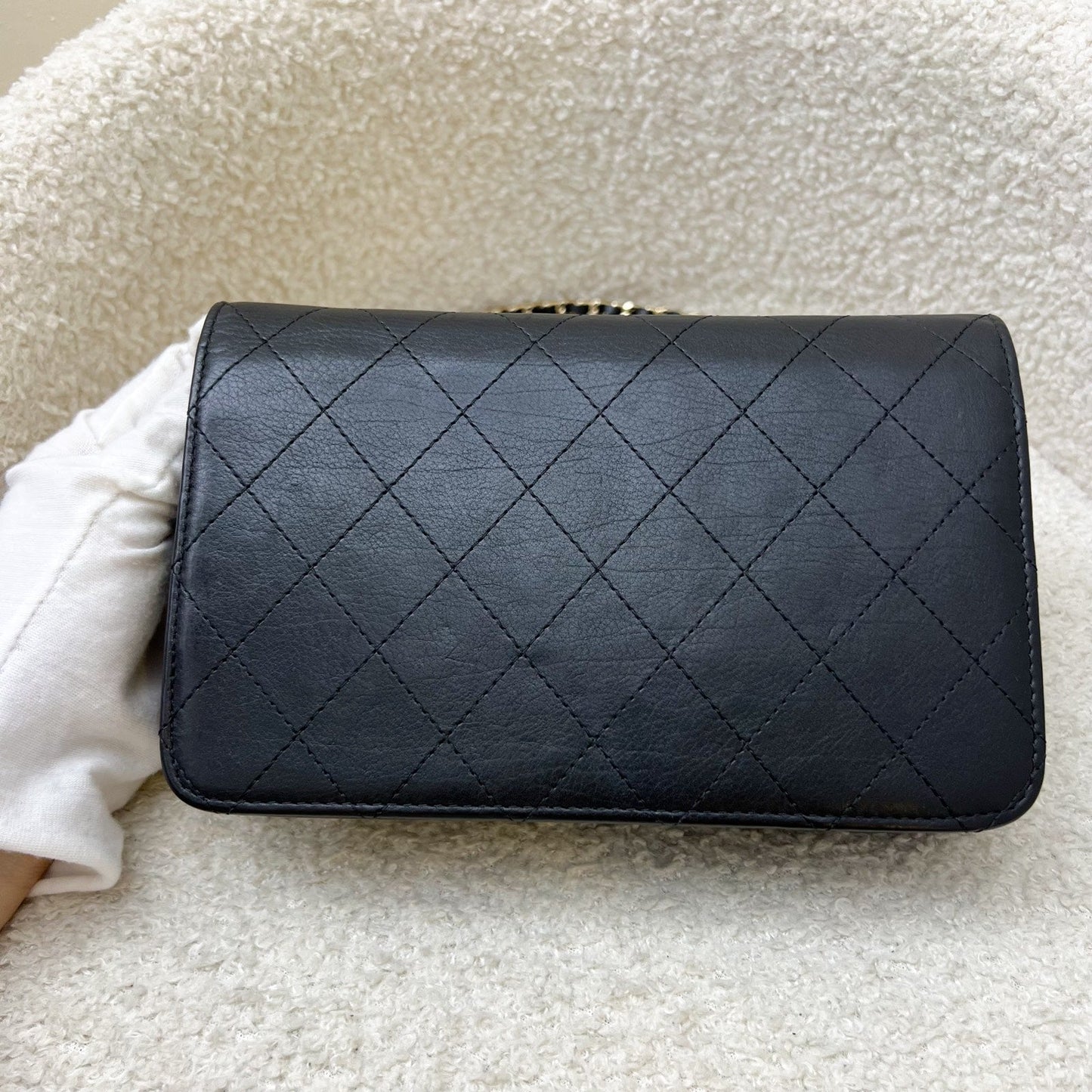 Chanel Seasonal Wallet on Chain WOC in Black Lambskin and LGHW Crossbody