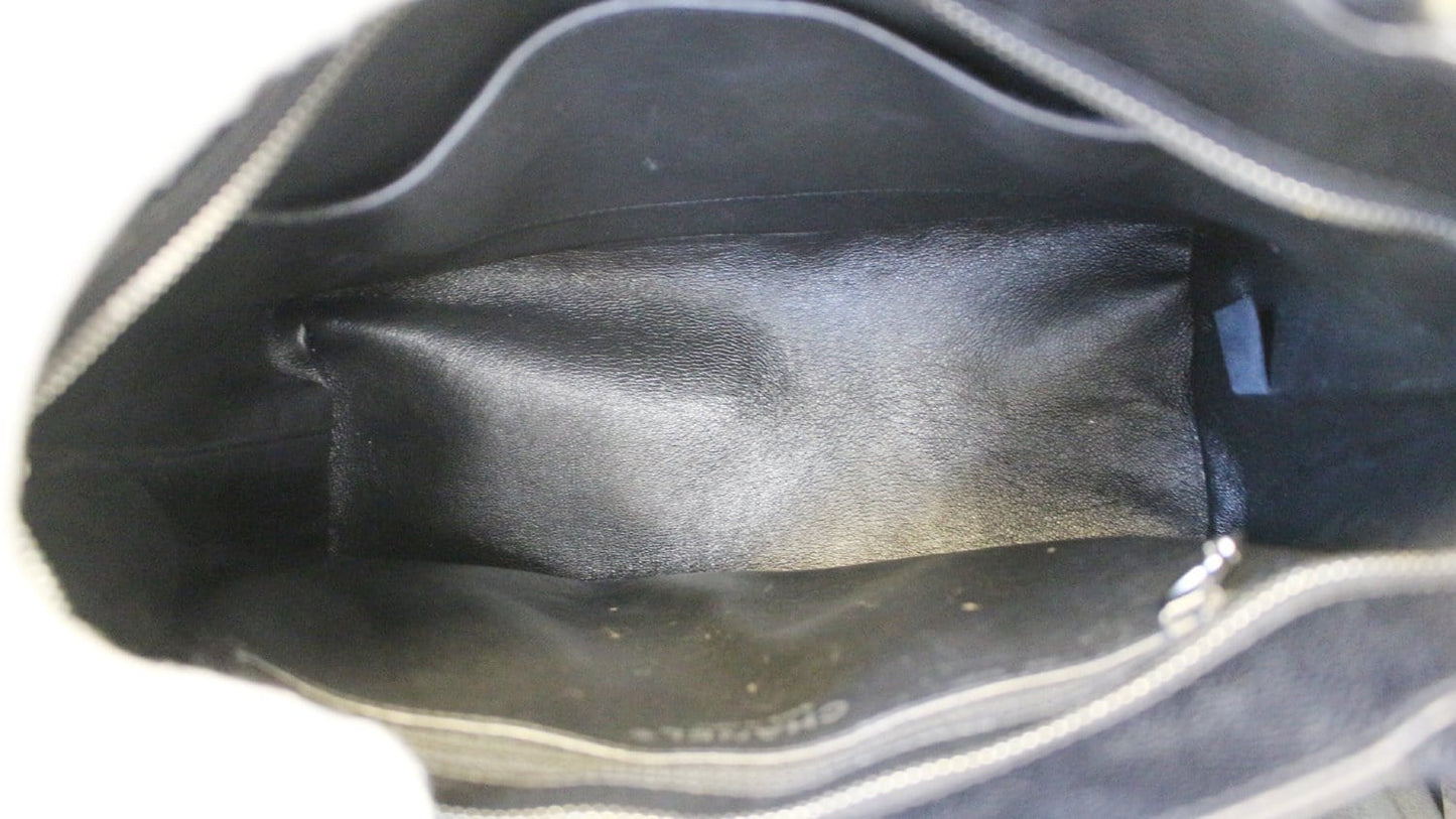 CHANEL Black Quilted Caviar Leather Medallion Tote Bag