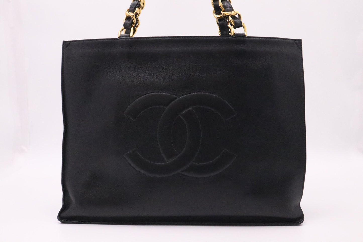 Chanel Large Chain Tote in Black Leather