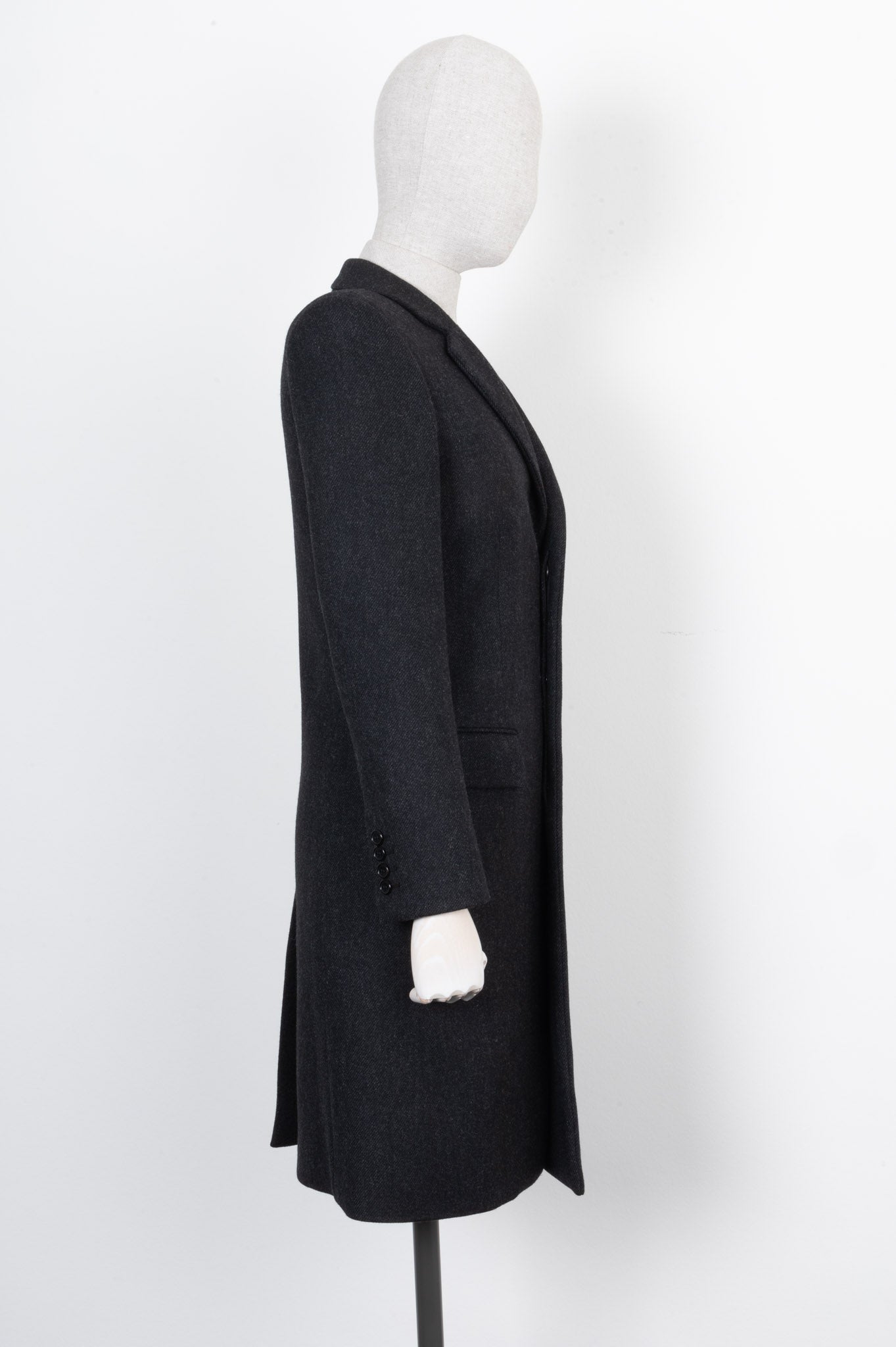 SAINT LAURENT Coat Wool Dark Grey