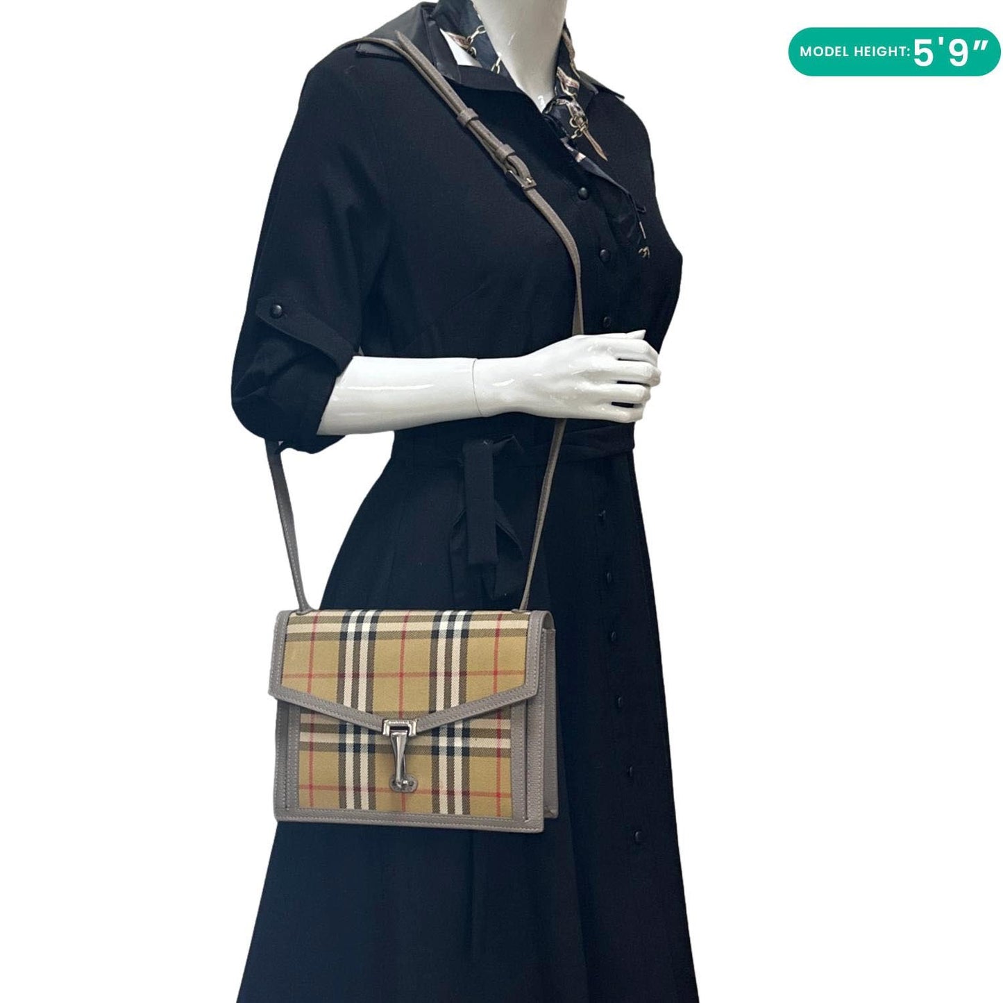 BURBERRY Macken Small  Check Canvas Crossbody Bag Beige