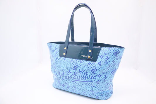 Louis Vuitton Cosmic Blossom Tote in Blue Vinyl Canvas