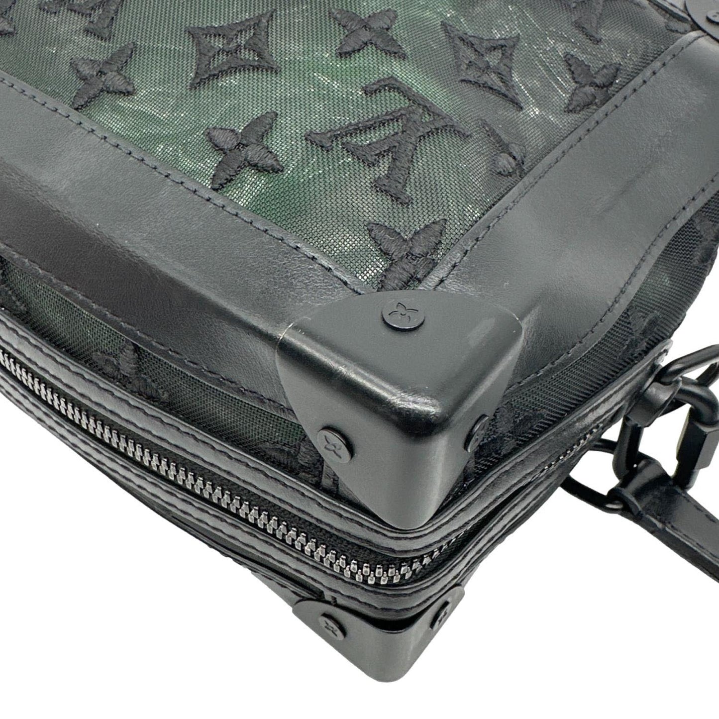 LOUIS VUITTON Soft Trunk Taurillon Monogram Mesh Crossbody Bag Black