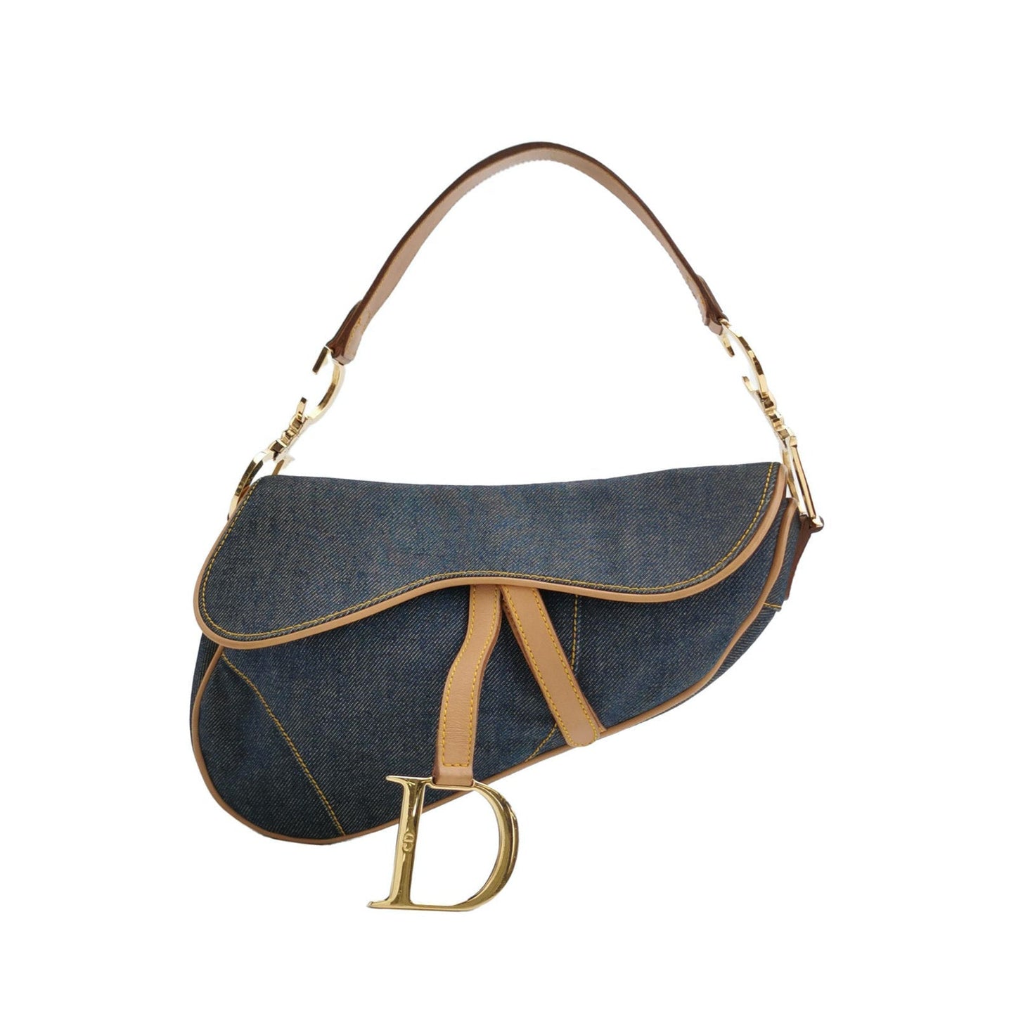 Dior Saddle Vintage Navy Denim with Silk Lining and Leather Trim