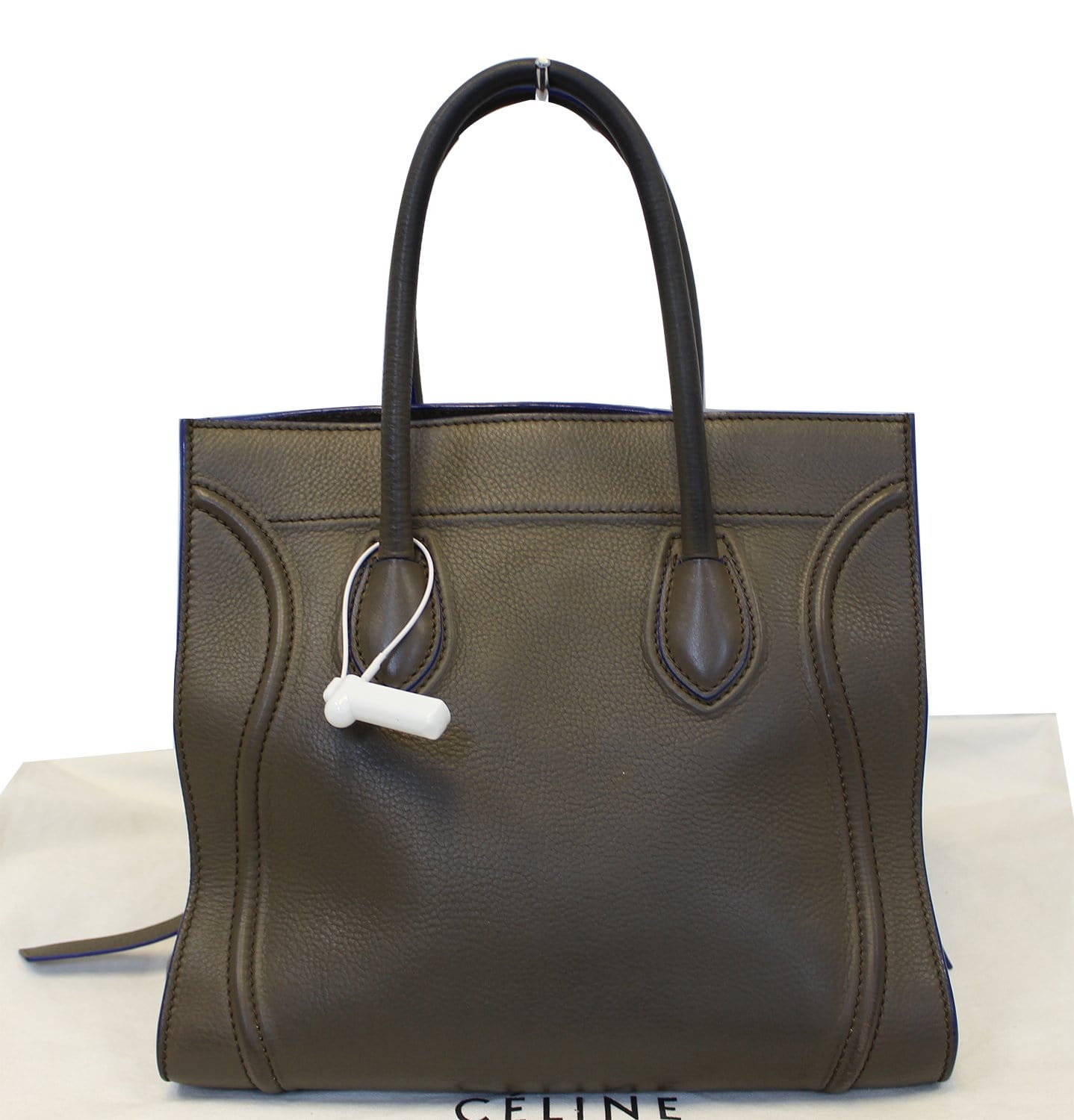 CELINE Phantom Luggage Olive Green Bicolor Grained Leather  Bag