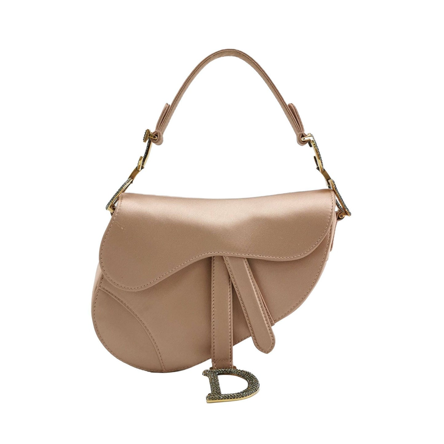 Dior Saddle Mini Silk Satin Pink with crystals