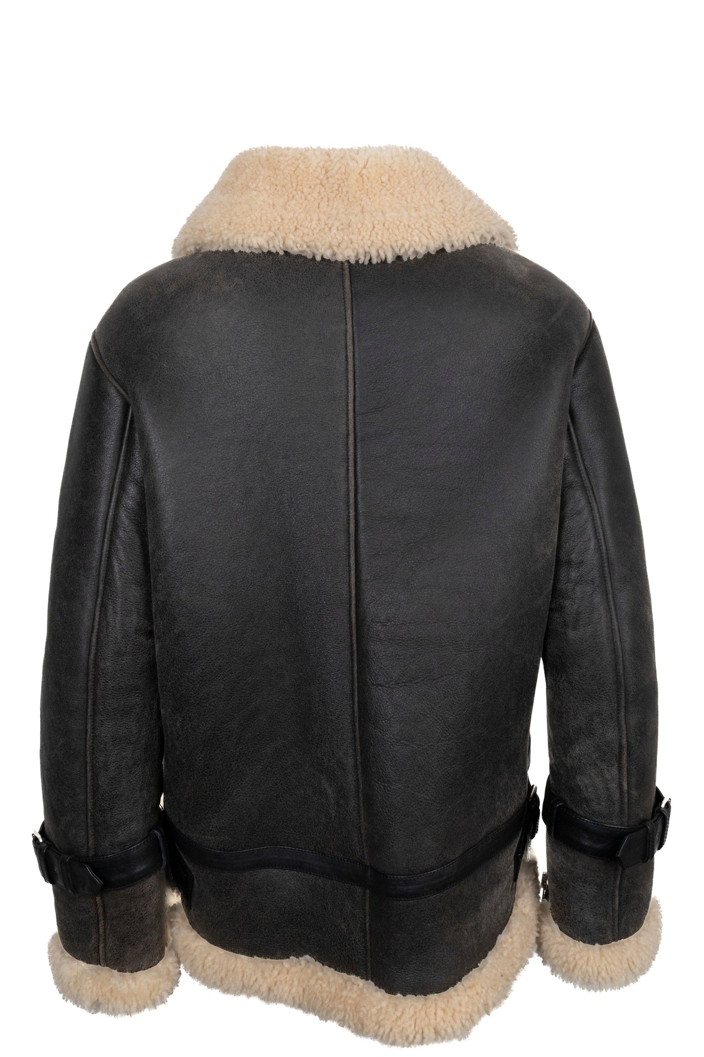 SAINT LAURENT 2023 Shearling Trim Bomber Jacket Brown