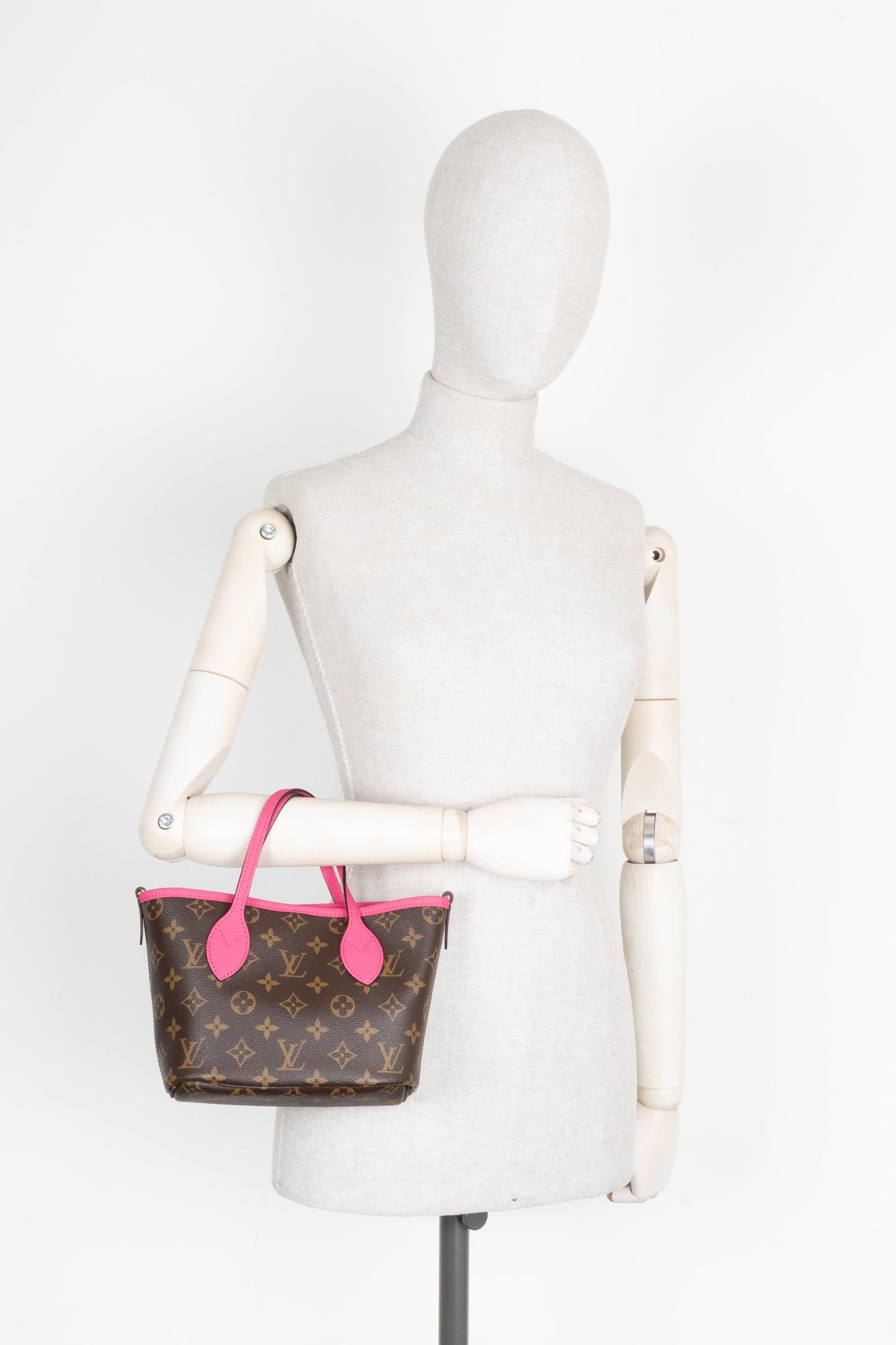 LOUIS VUITTON Neverfull Inside Out BB MNG Canvas Leather Fuchsia