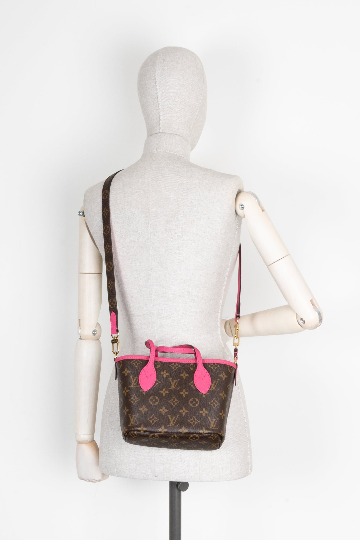 LOUIS VUITTON Neverfull Inside Out BB MNG Canvas Leather Fuchsia