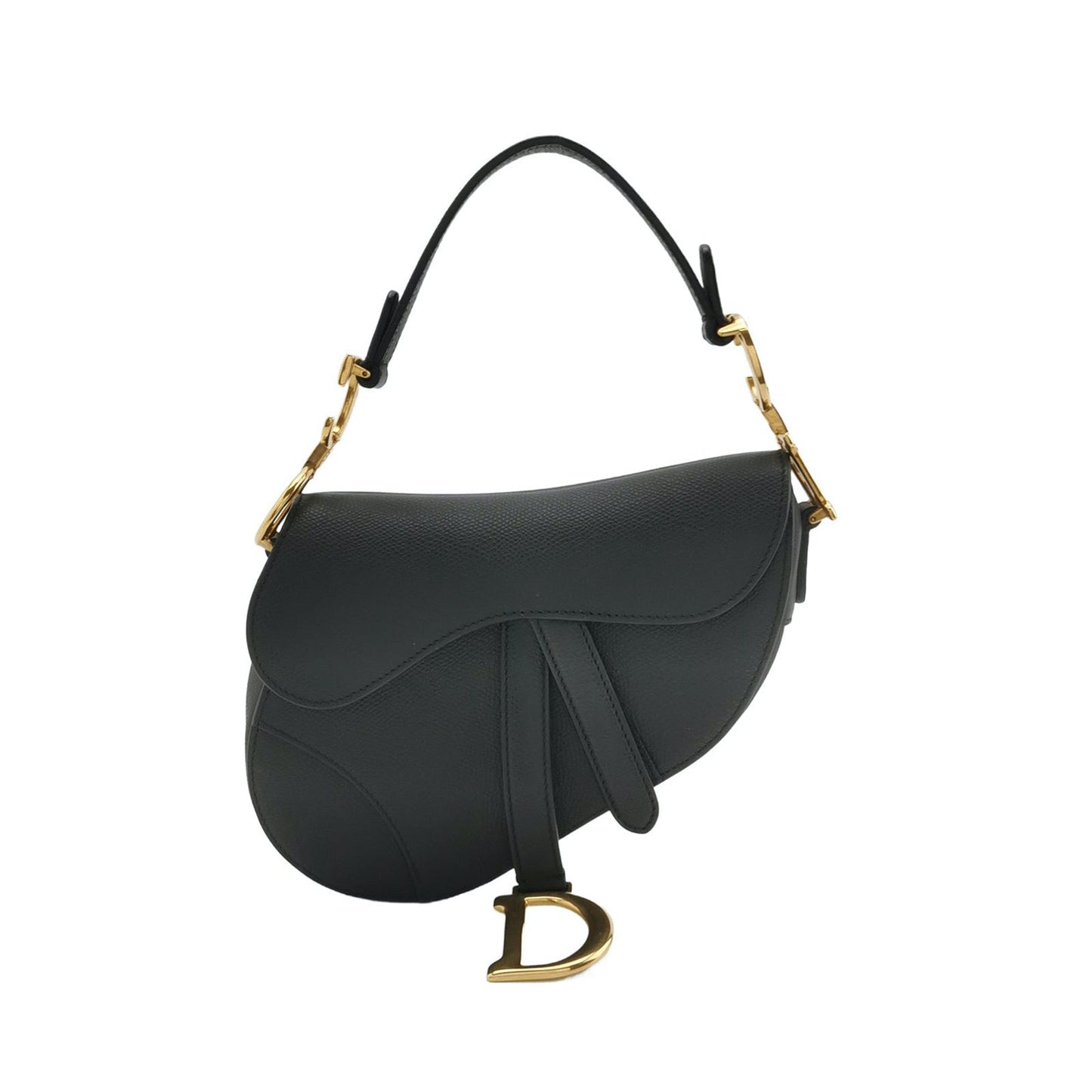 Dior Saddle Mini Black Grained Leather with Gold Hardware