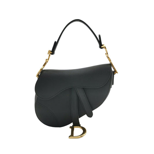 Dior Saddle Mini Black Grained Leather with Gold Hardware