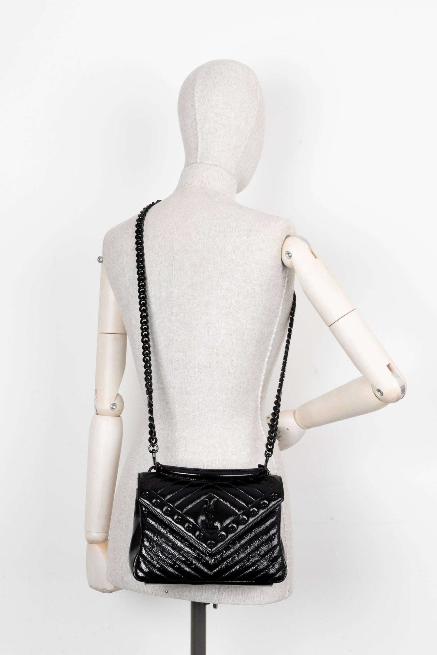 SAINT LAURENT College Bag Medium Patent Black