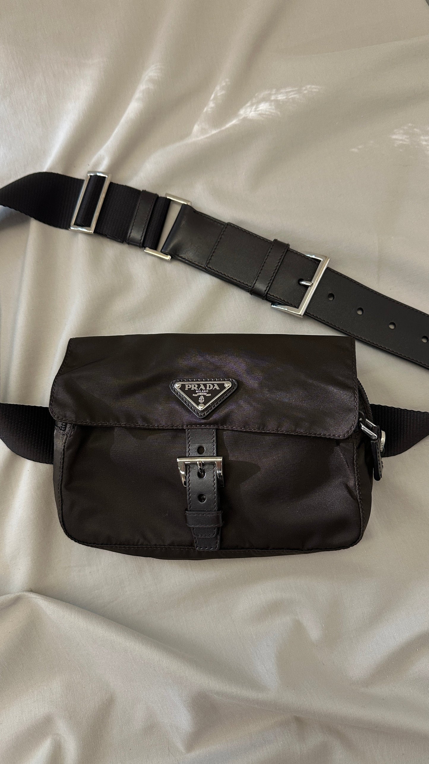 PRADA Nylon Belt Bag Brown