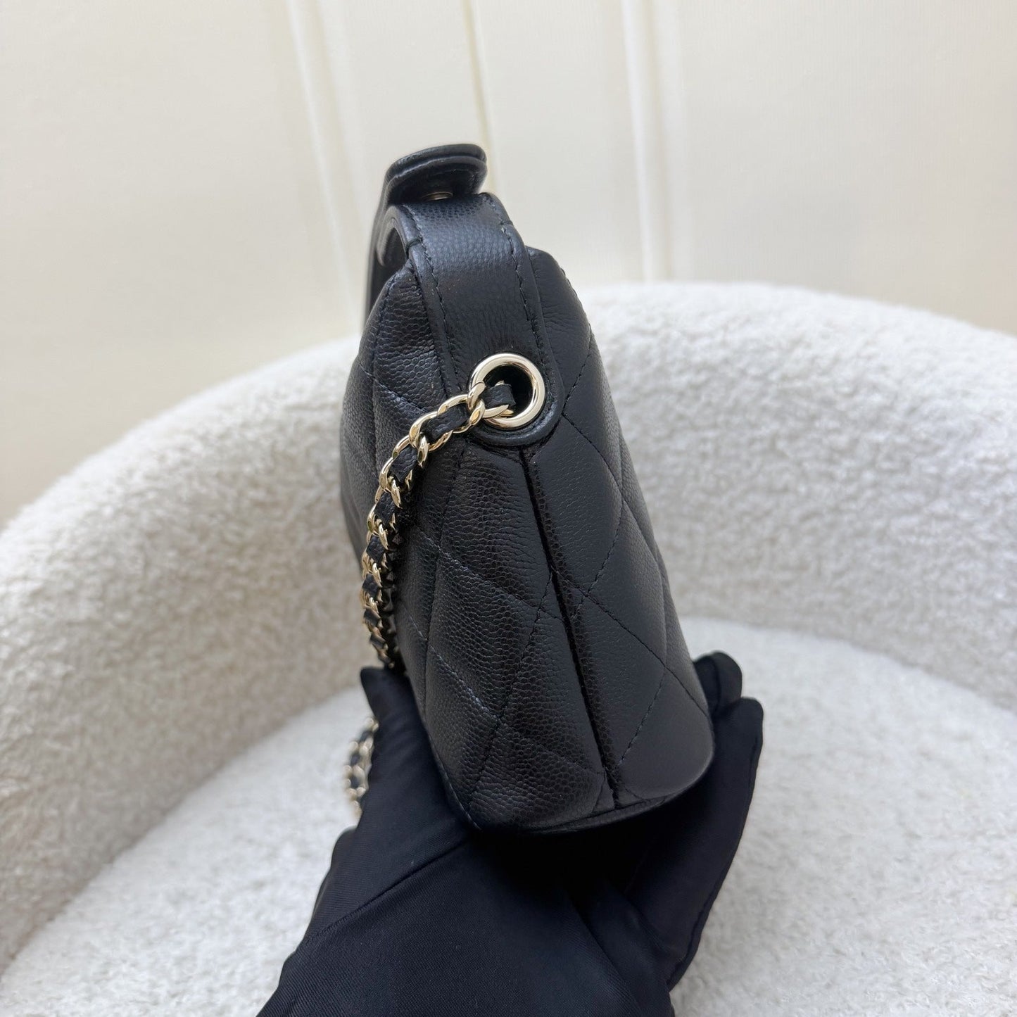 Chanel Classic Quilted Hobo Clutch on Chain in Black Caviar and LGHW (Model: AP4386) Shoulder Bag
