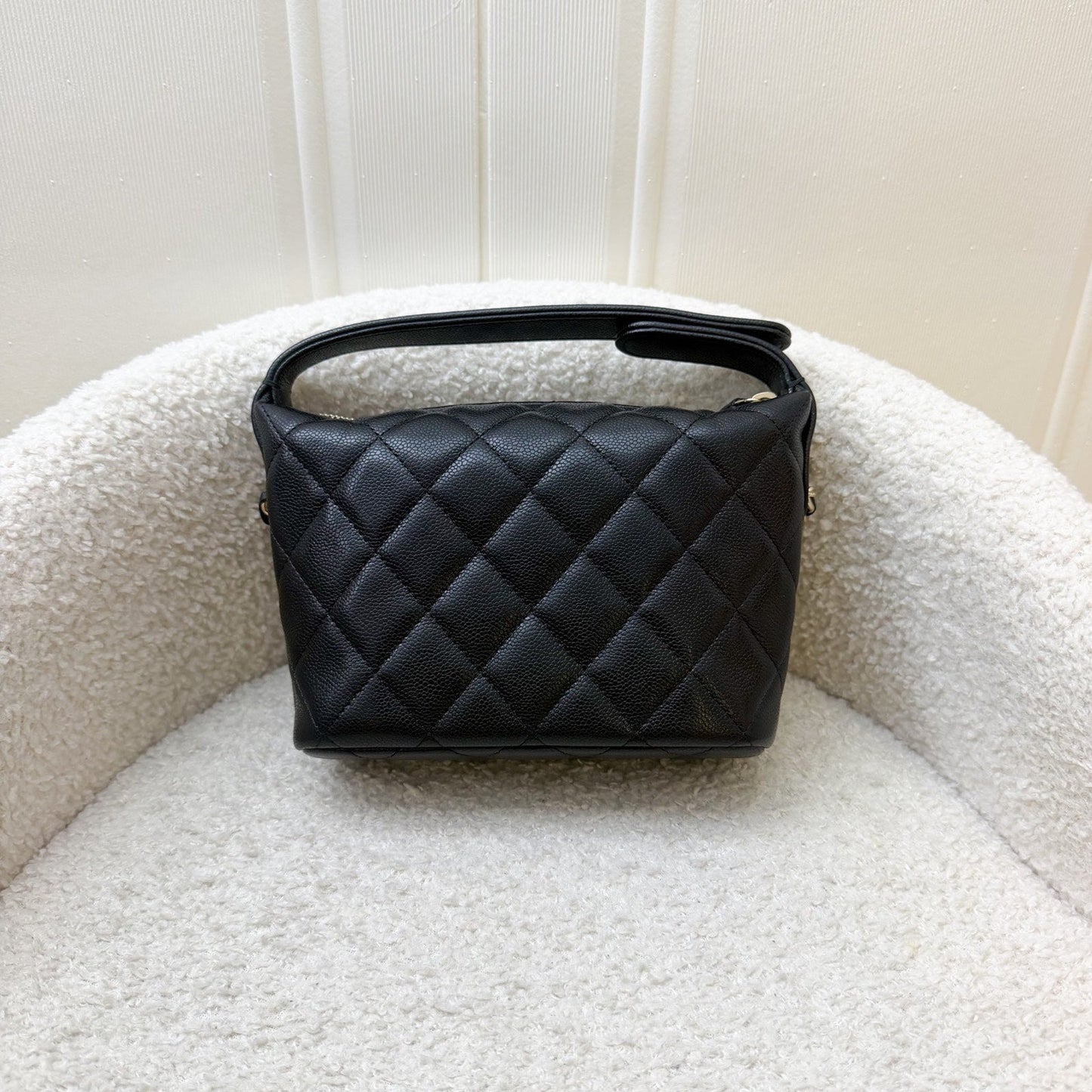 Chanel Classic Quilted Hobo Clutch on Chain in Black Caviar and LGHW (Model: AP4386) Shoulder Bag