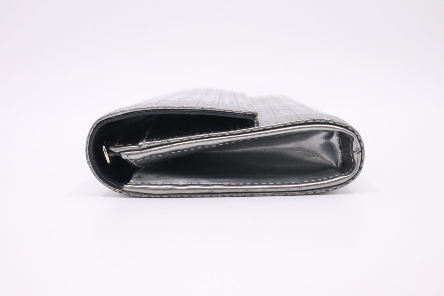 Dior Croisiere Wallet on Chain in Silver Micro-Cannage Leather