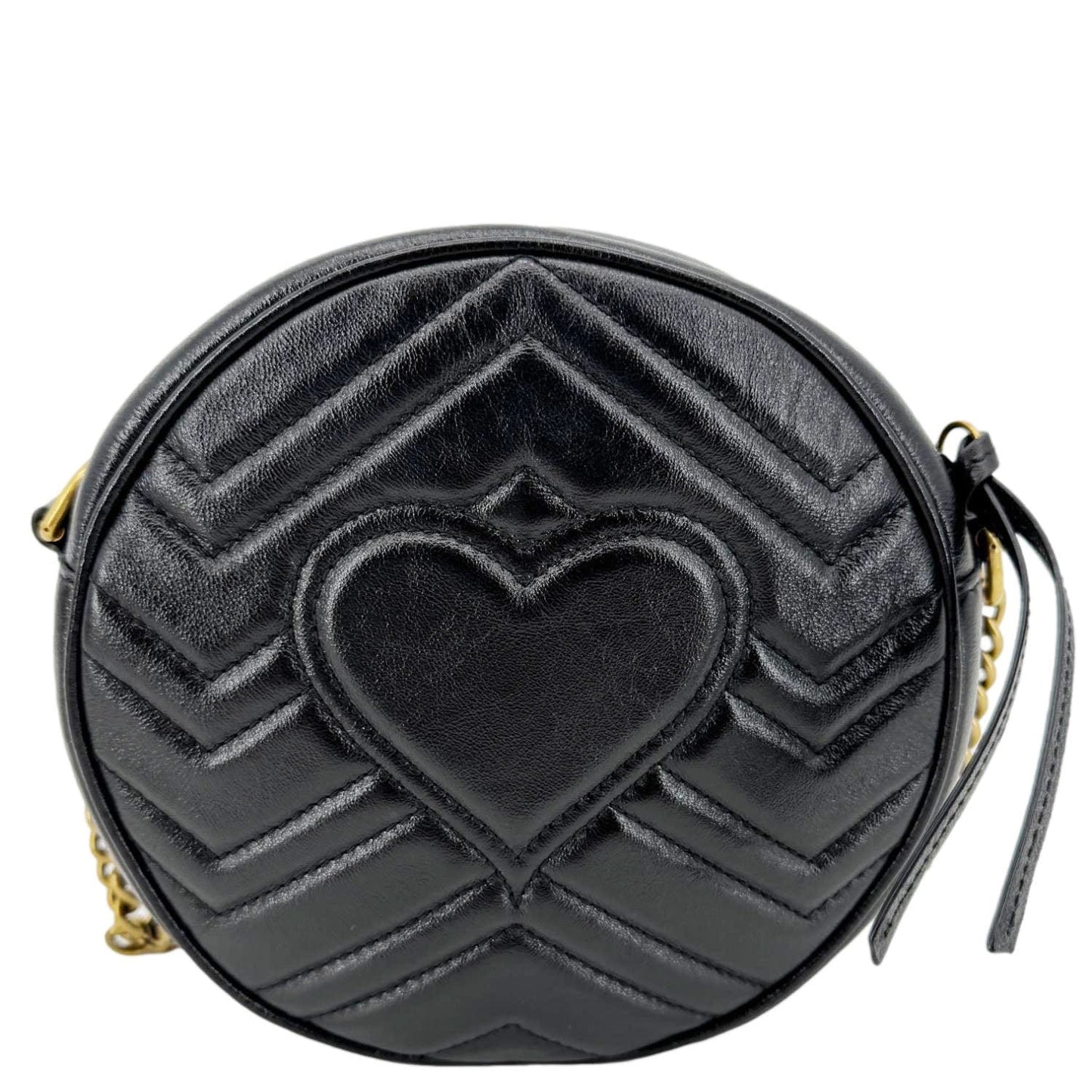GUCCI GG Marmont Mini Round Leather Crossbody Bag Black 550154
