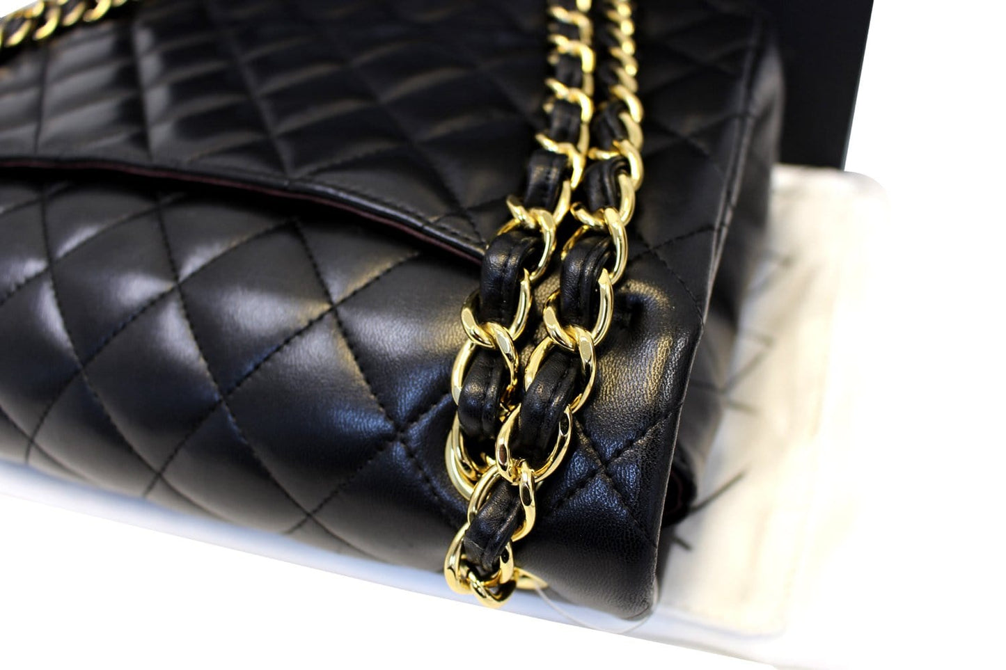 CHANEL Black Quilted Leather Jumbo Double Flap Shoulder Bag
