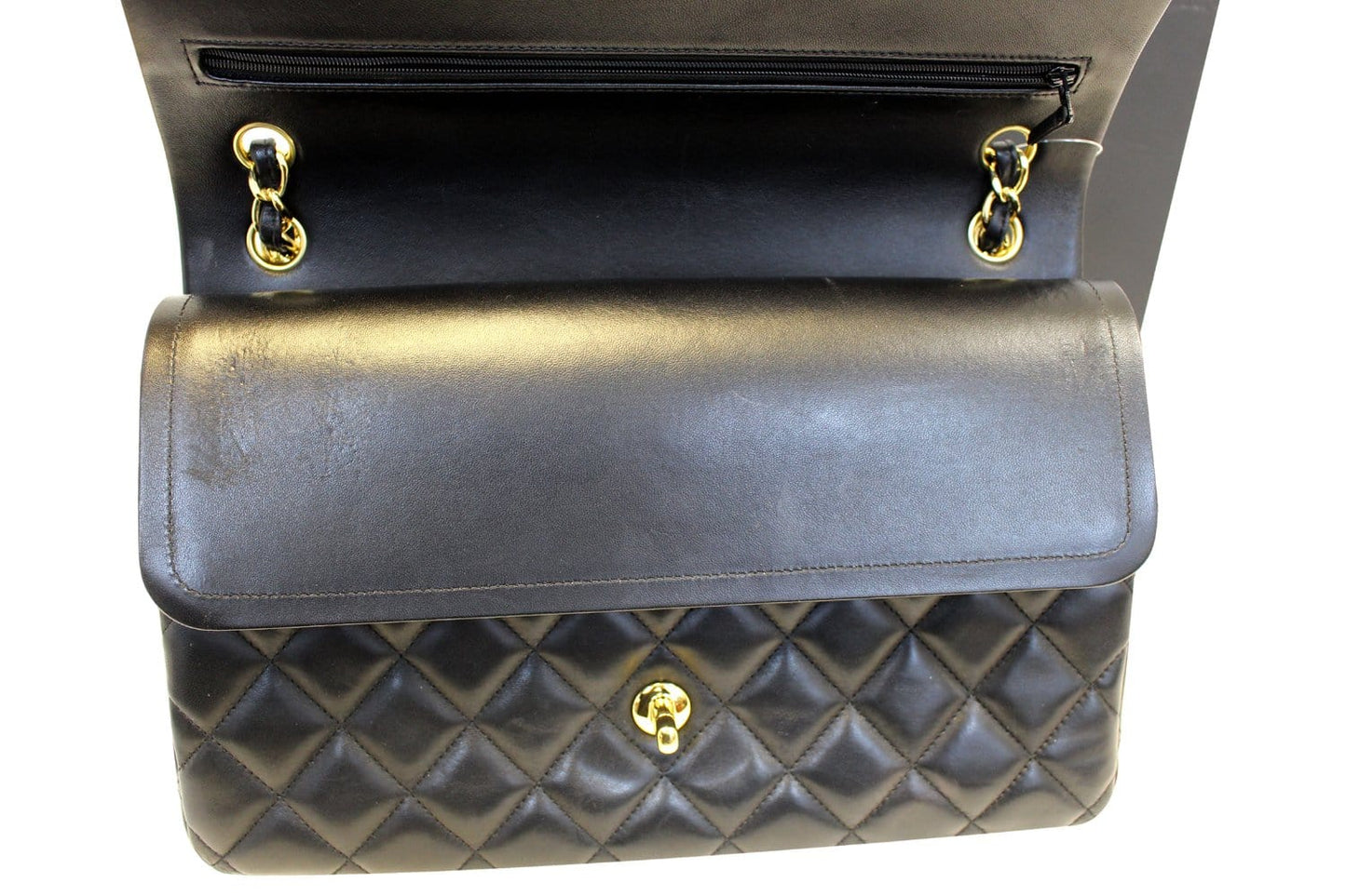 CHANEL Black Quilted Leather Jumbo Double Flap Shoulder Bag
