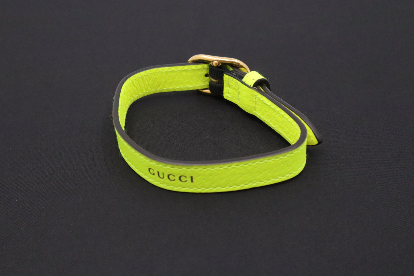 Gucci Dog Collar in Neon Yellow Leather