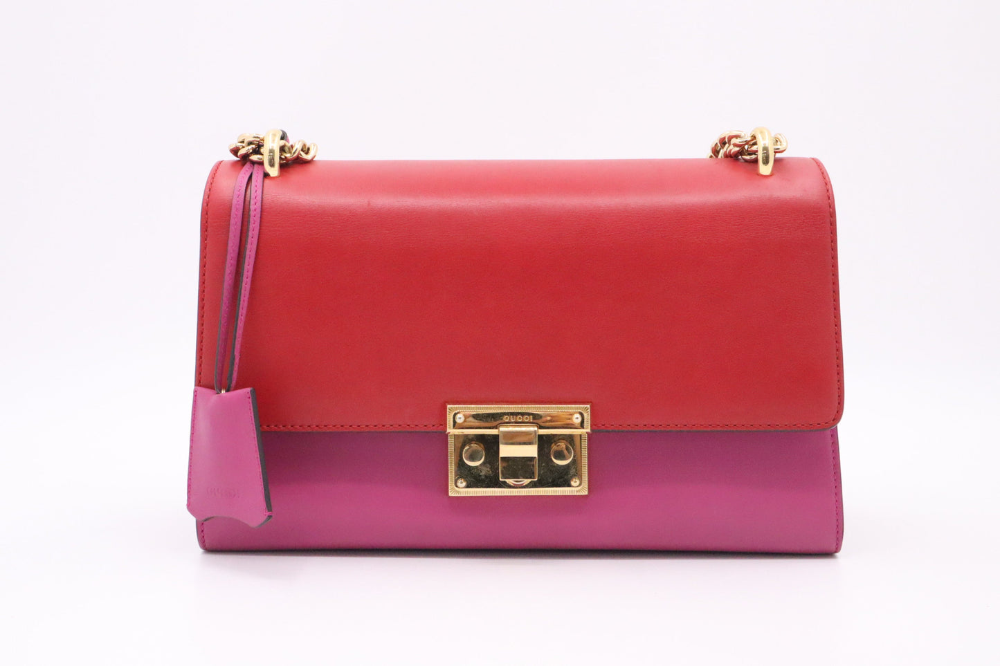 Gucci Padlock Shoulder Bag in Red and Fuchsia Leather