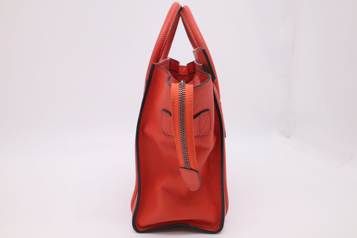 Celine Micro Luggage in Blood Orange Leather