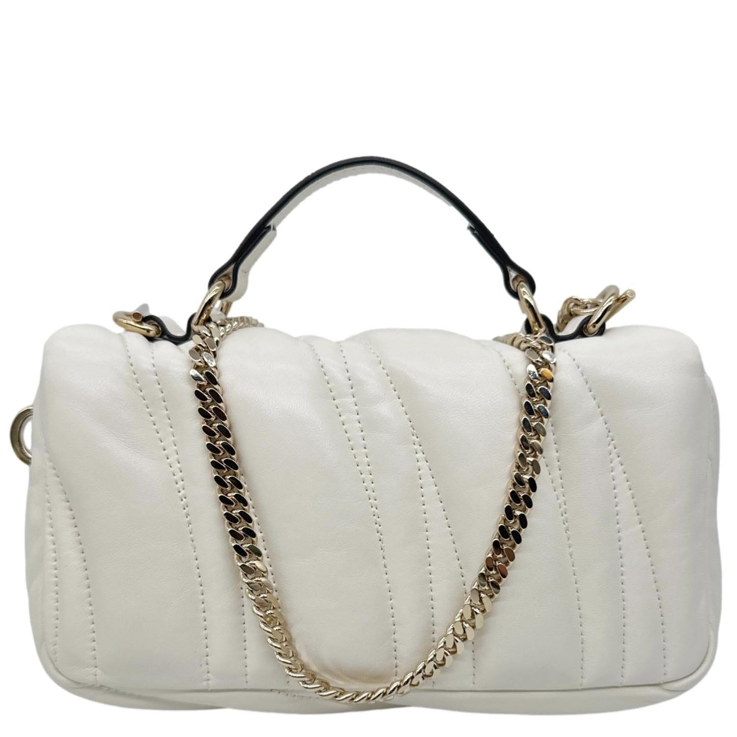 GUCCI GG Milano Mini Leather Top Handle Shoulder Bag Off White 806017