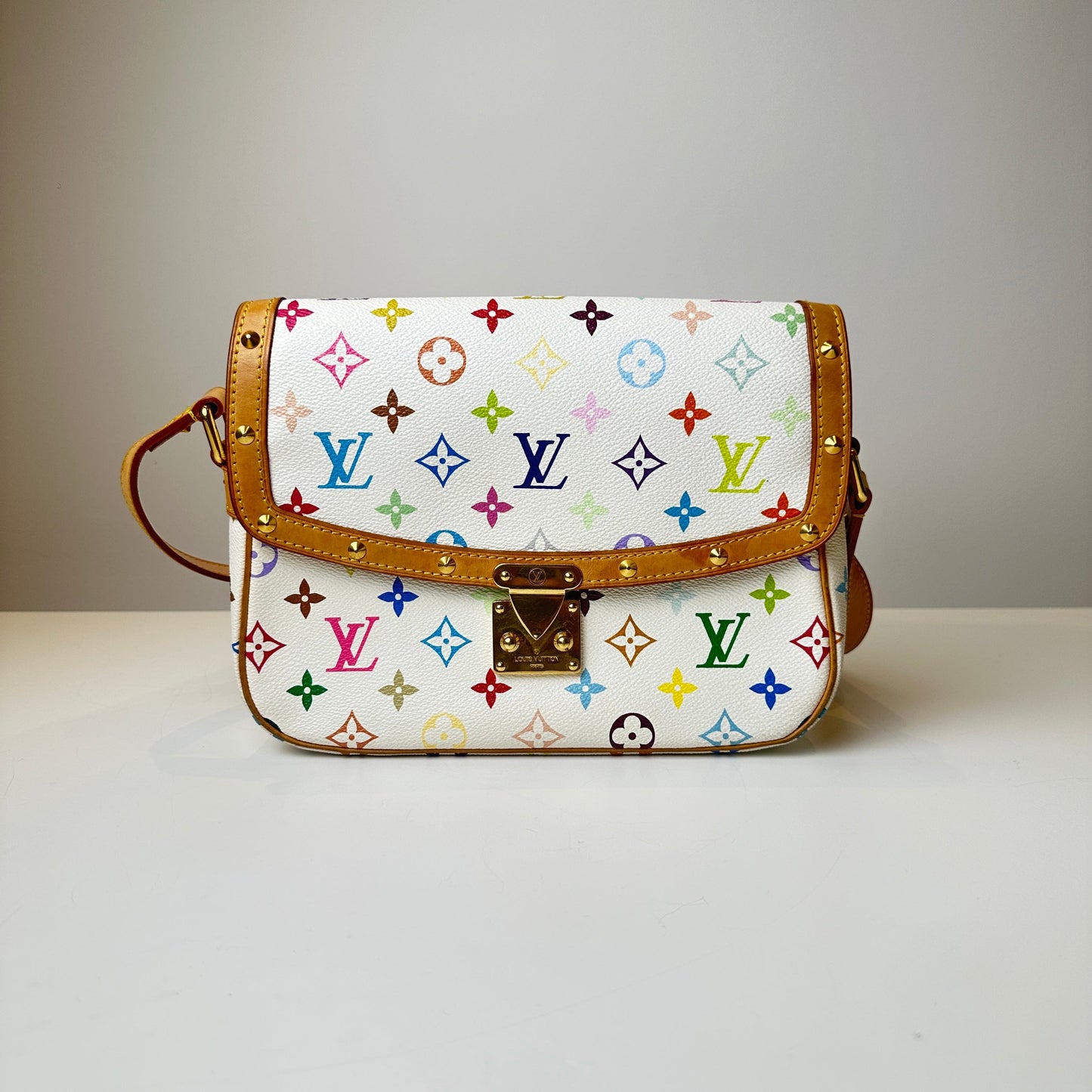 LV Monogram white multi color vintage messenger bag ( SOLD )