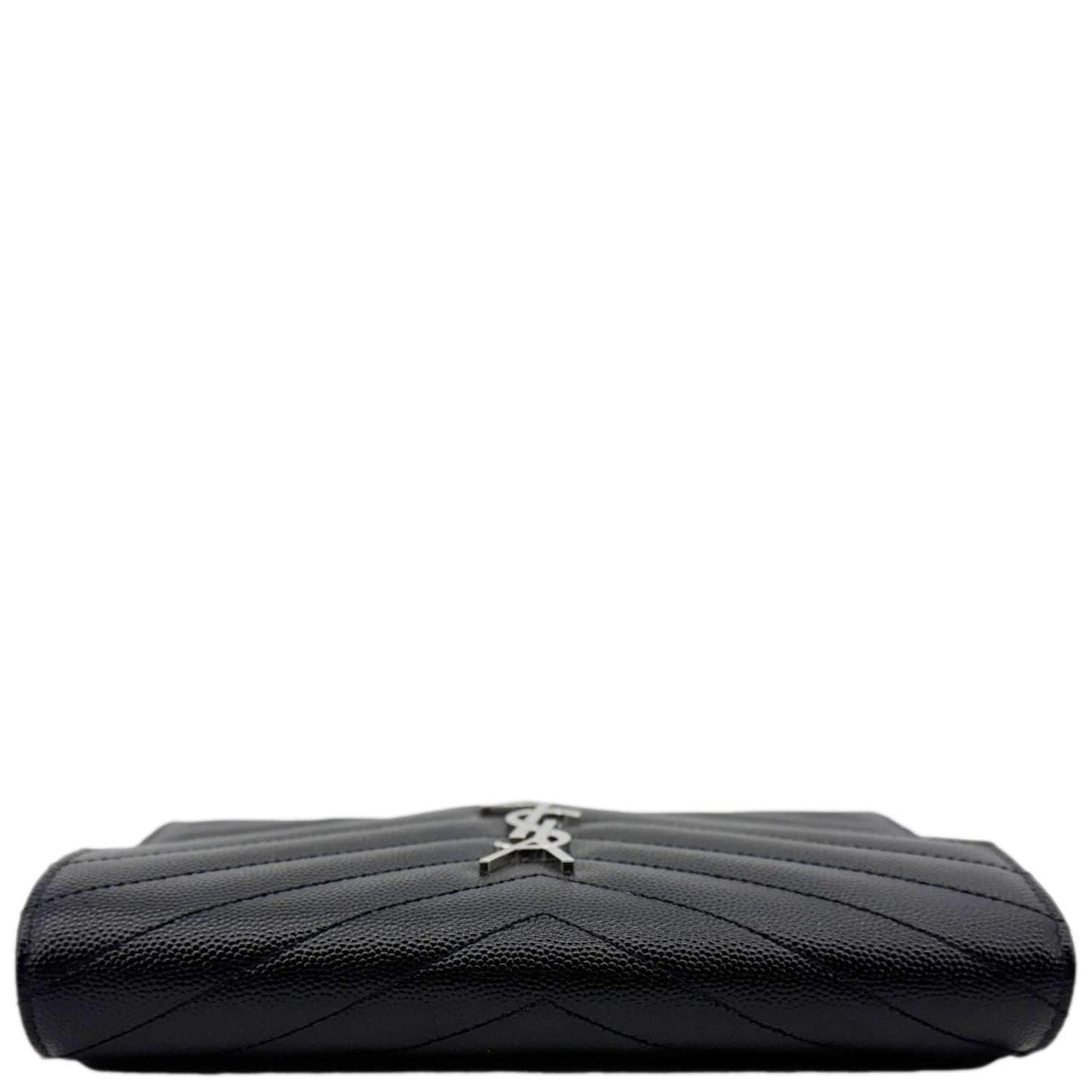 YVES SAINT LAURENT Cassandre Leather Wallet On Chain Crossbody Bag Black