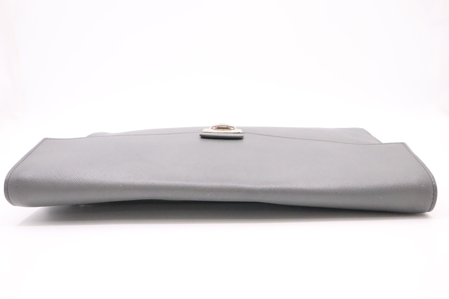 Prada Document Clutch in Gray Leather