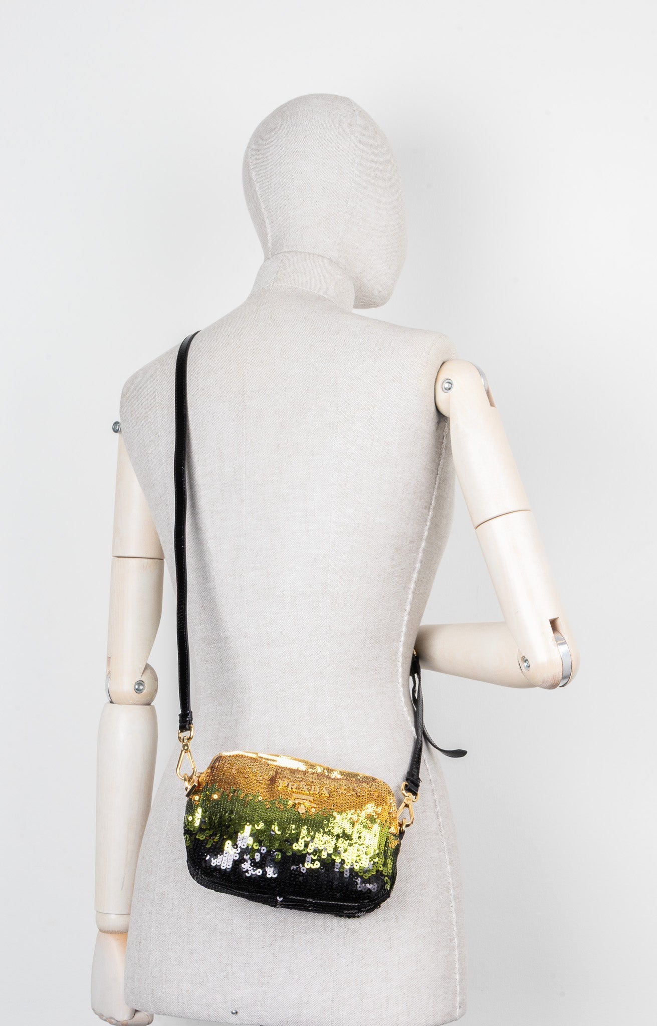 PRADA Bag Sequins Black Gold