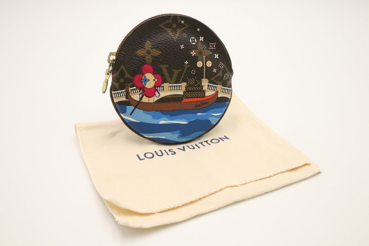 Louis Vuitton "Vivienne in Venice" Round Coin Case in Monogram Canvas