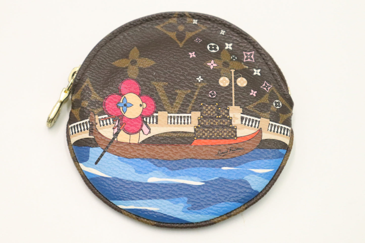 Louis Vuitton "Vivienne in Venice" Round Coin Case in Monogram Canvas