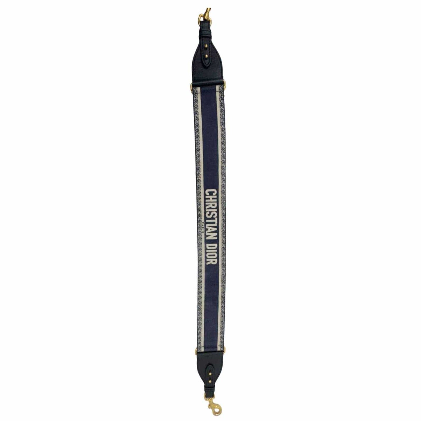 CHRISTIAN DIOR Embroidered Canvas Shoulder Strap Navy Blue